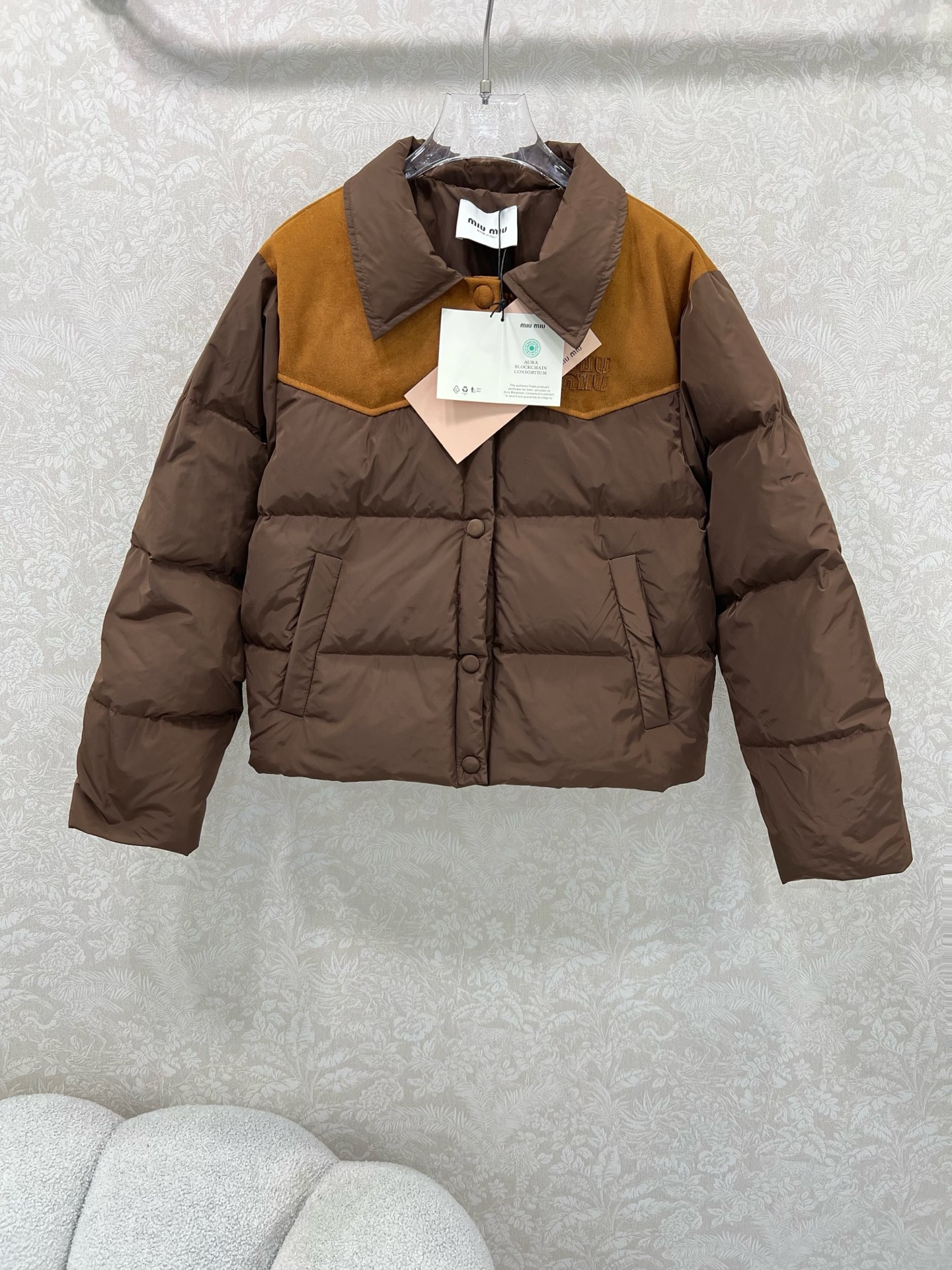 🔥🔥miumi*25新款麂皮绒拼羽绒服 90白鸭绒 整件拼接做麂皮绒与防风防水材质搭配质感超级无敌高级！