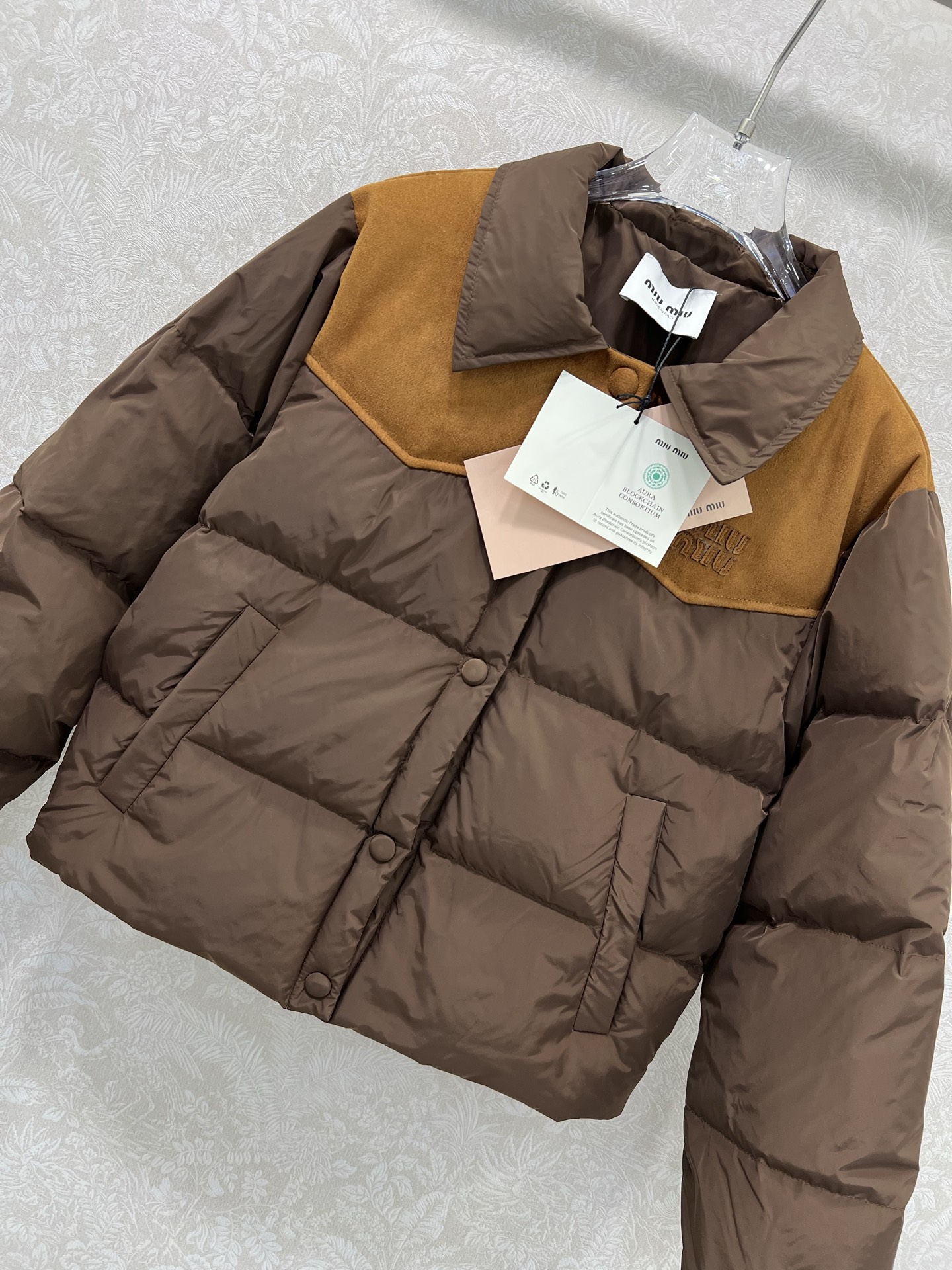 🔥🔥miumi*25新款麂皮绒拼羽绒服 90白鸭绒 整件拼接做麂皮绒与防风防水材质搭配质感超级无敌高级！