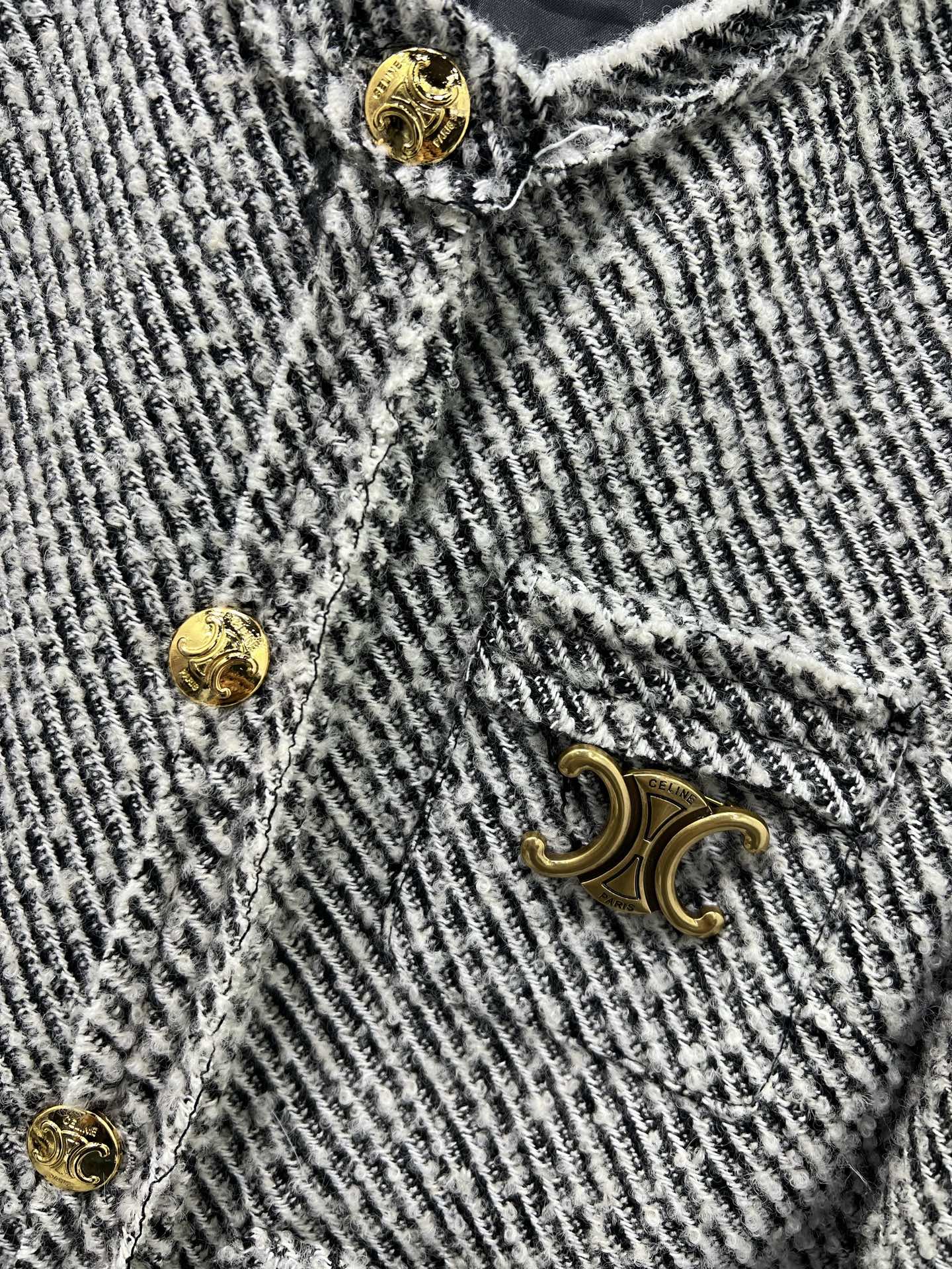 🔥🔥Celin*25圆领捆边编织花灰洋装 粗纺羊毛呢材质，质感高级，品相十足，小圆领洋装外套版型，正肩垫