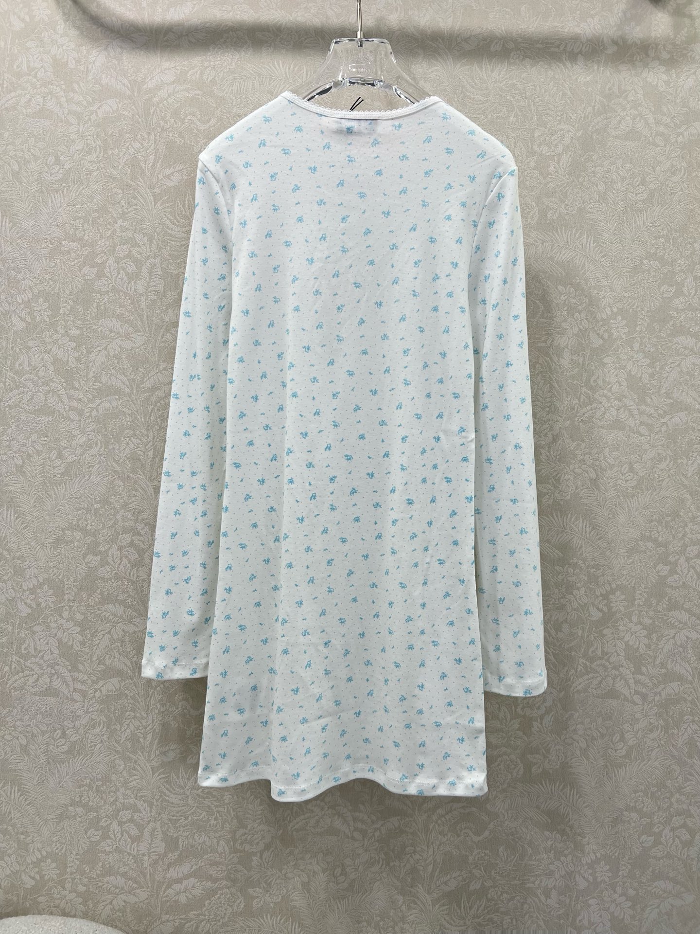 🔥🔥Miuni*25新款圆领碎花长袖连衣裙 全棉材质，清透舒适，弹力十足，圆领短袖裁剪，领口袖口螺纹波浪