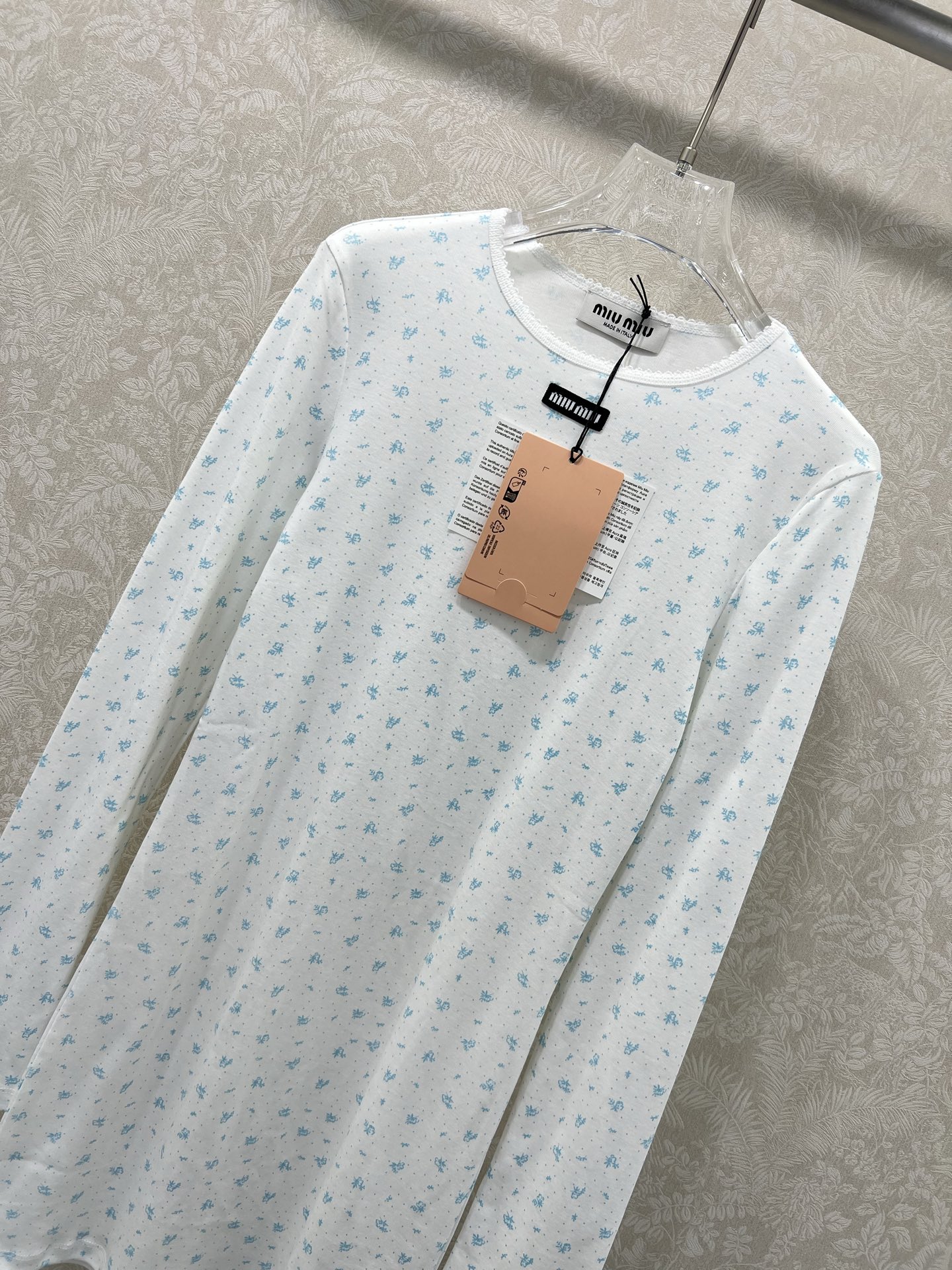 🔥🔥Miuni*25新款圆领碎花长袖连衣裙 全棉材质，清透舒适，弹力十足，圆领短袖裁剪，领口袖口螺纹波浪