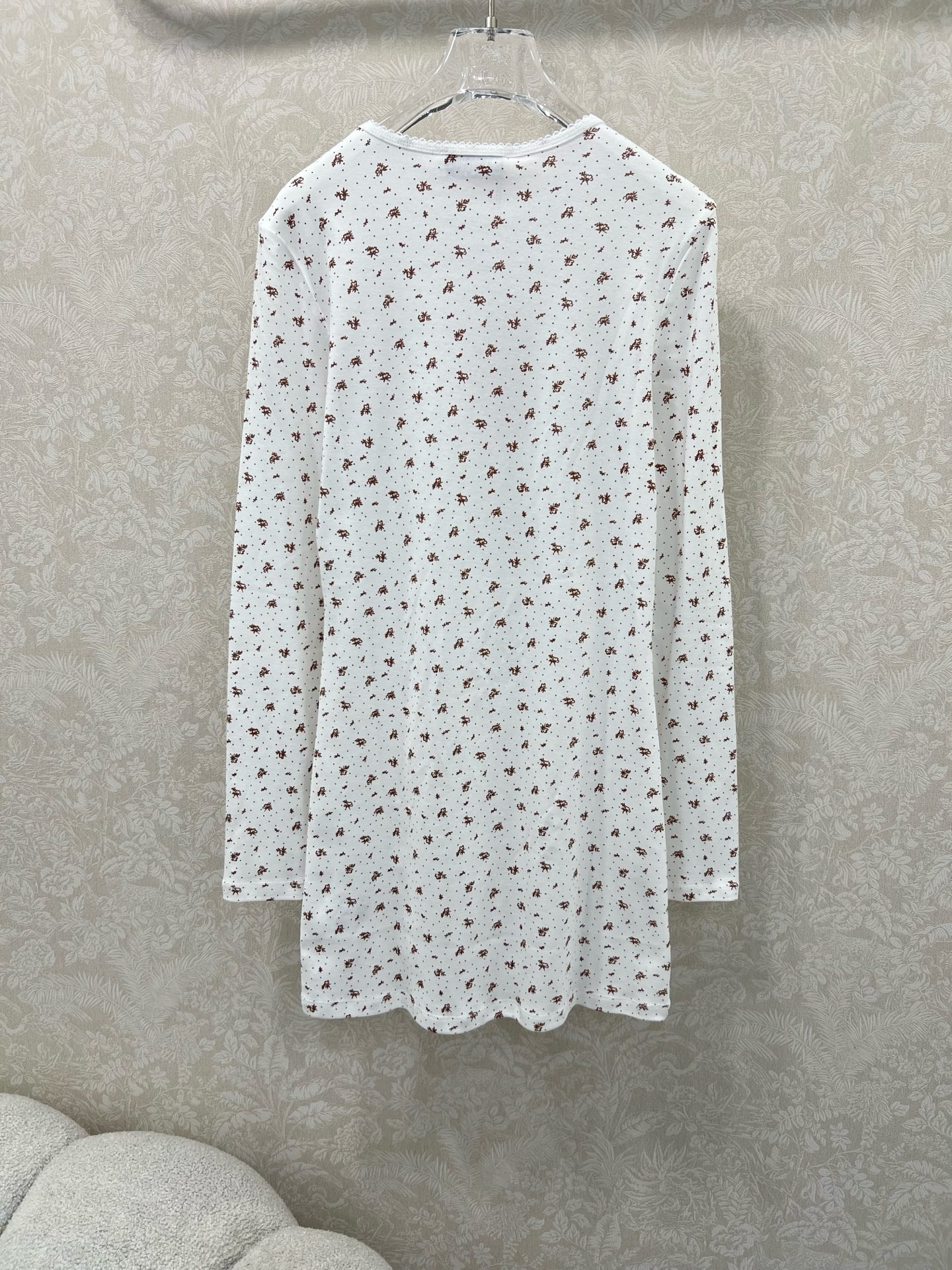 🔥🔥Miuni*25新款圆领碎花长袖连衣裙 全棉材质，清透舒适，弹力十足，圆领短袖裁剪，领口袖口螺纹波浪