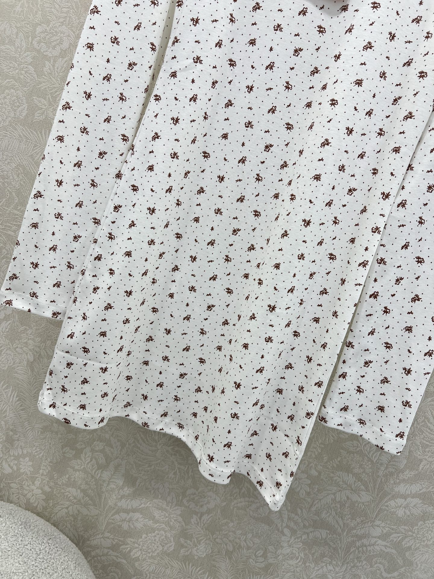 🔥🔥Miuni*25新款圆领碎花长袖连衣裙 全棉材质，清透舒适，弹力十足，圆领短袖裁剪，领口袖口螺纹波浪