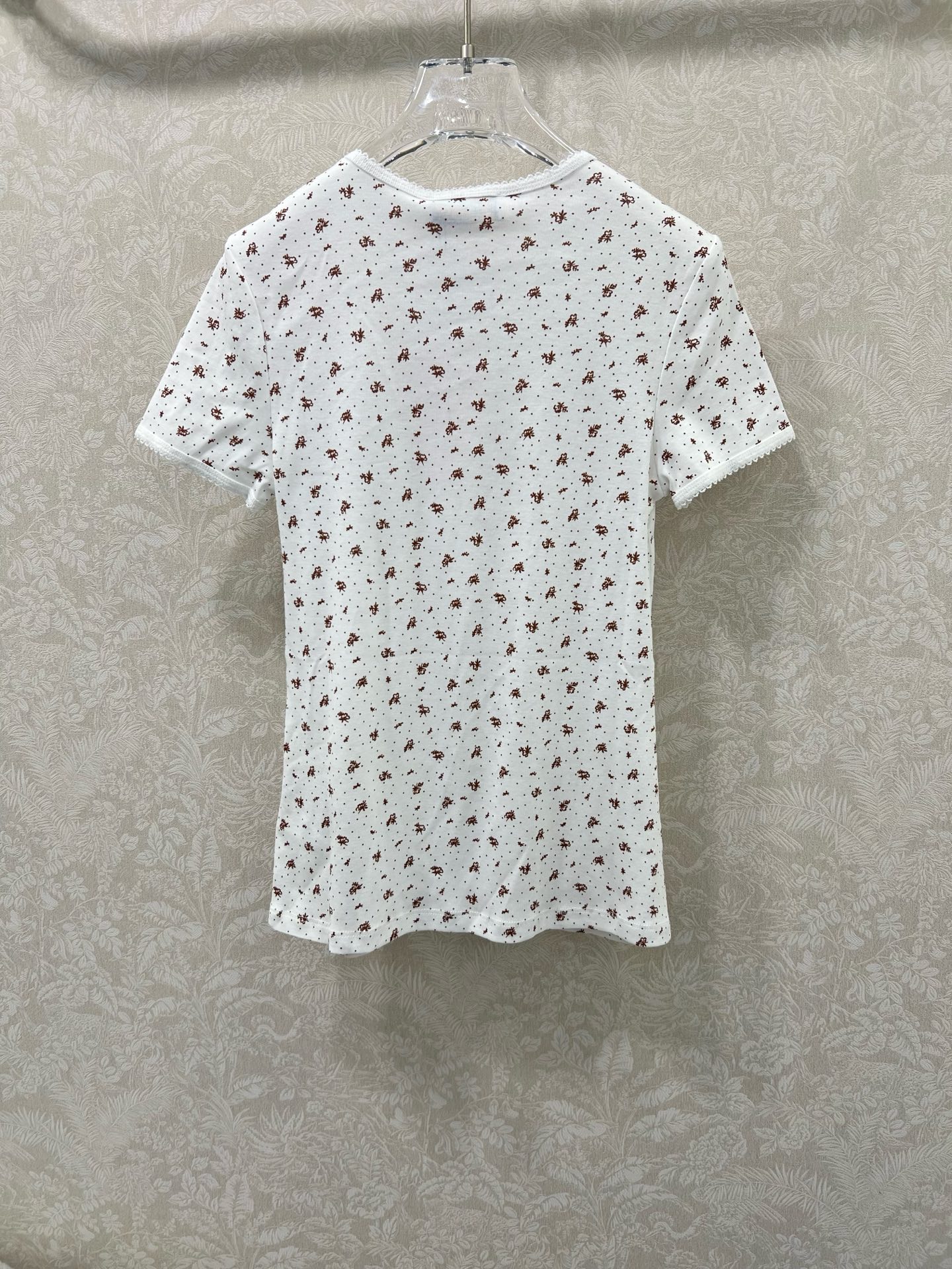 🔥🔥Miuni*26早春新款圆领碎花短袖T恤上衣 全棉材质，清透舒适，弹力十足，圆领短袖裁剪，领口袖口螺