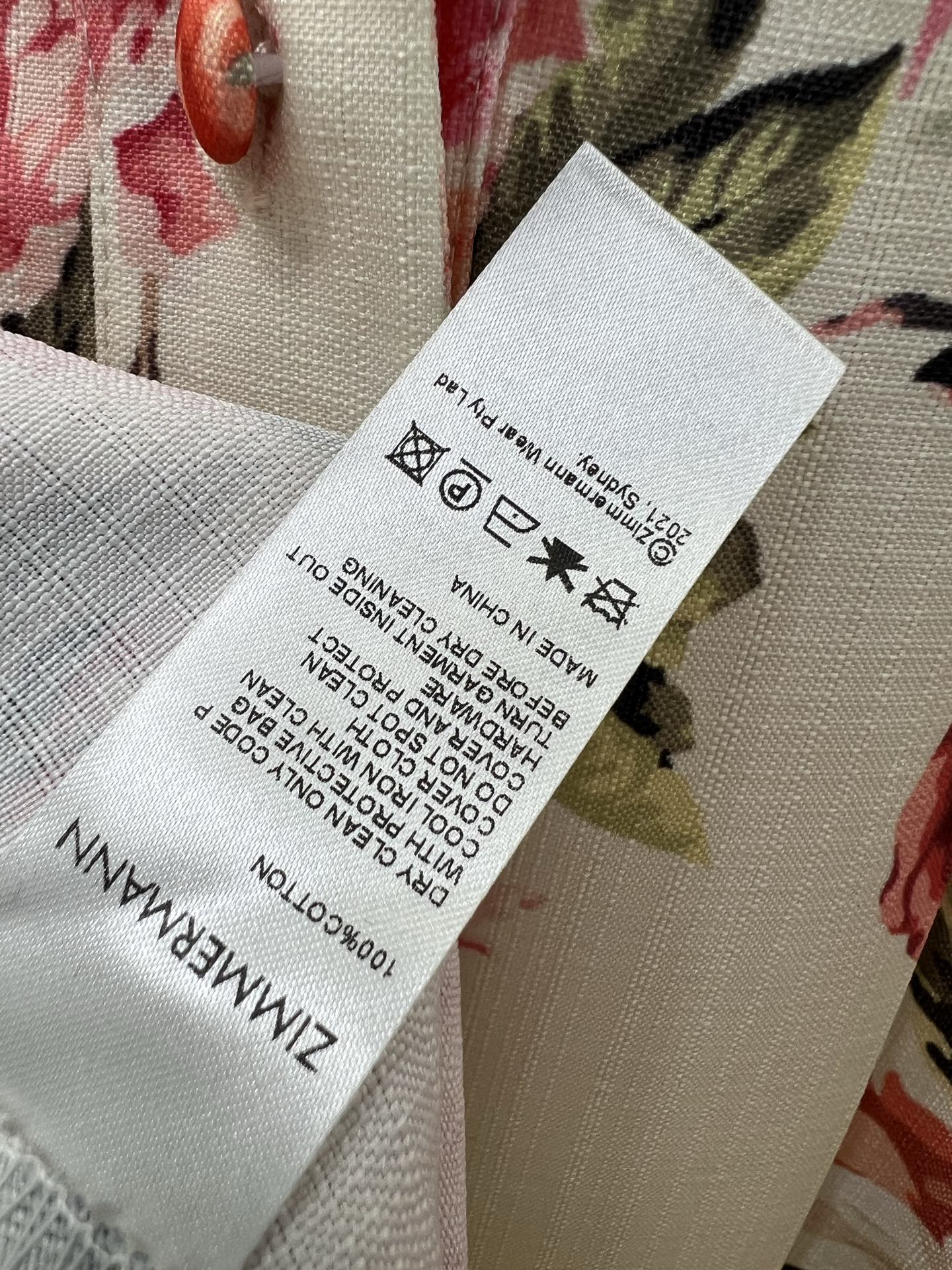 🔥🔥Zimmerman*兹/默曼 25新款牡丹花朵印花连衣裙、时尚立领半扣搭配本布立体腰带 腰身褶皱勾勒