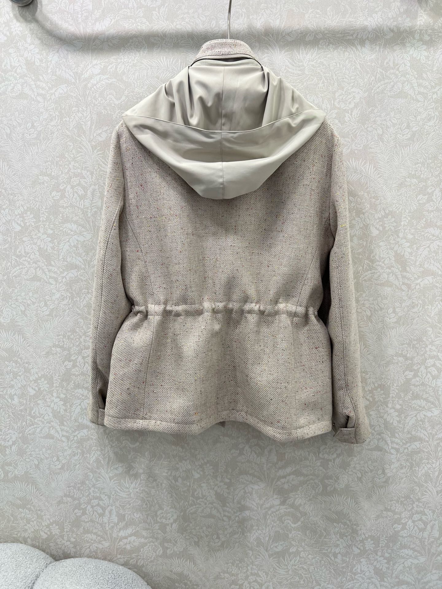 🔥🔥 lp 🌹25新款可拆卸连帽毛呢外套 定制YB进口亚麻棉材质，里外双层处理，外层工艺处理，呈现出毛呢