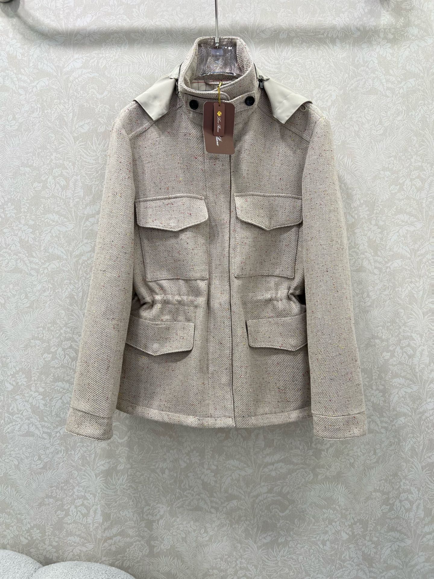 🔥🔥 lp 🌹25新款可拆卸连帽毛呢外套 定制YB进口亚麻棉材质，里外双层处理，外层工艺处理，呈现出毛呢