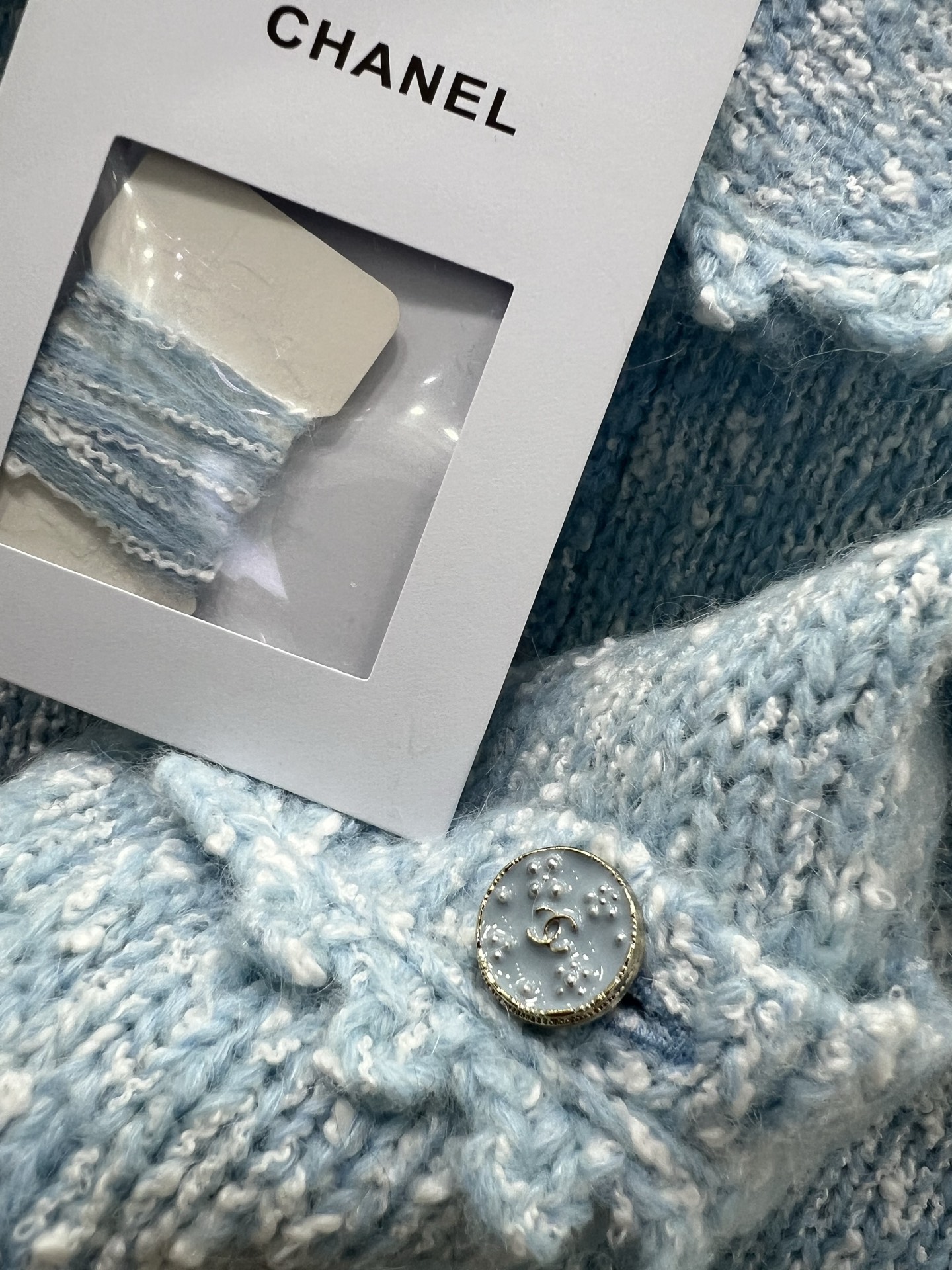 🔥🔥Chane*25新款绣花花边针织开衫 小香娃娃领花边开衫 羊驼毛混纺材质 柔软舒适 触感细腻有质感 