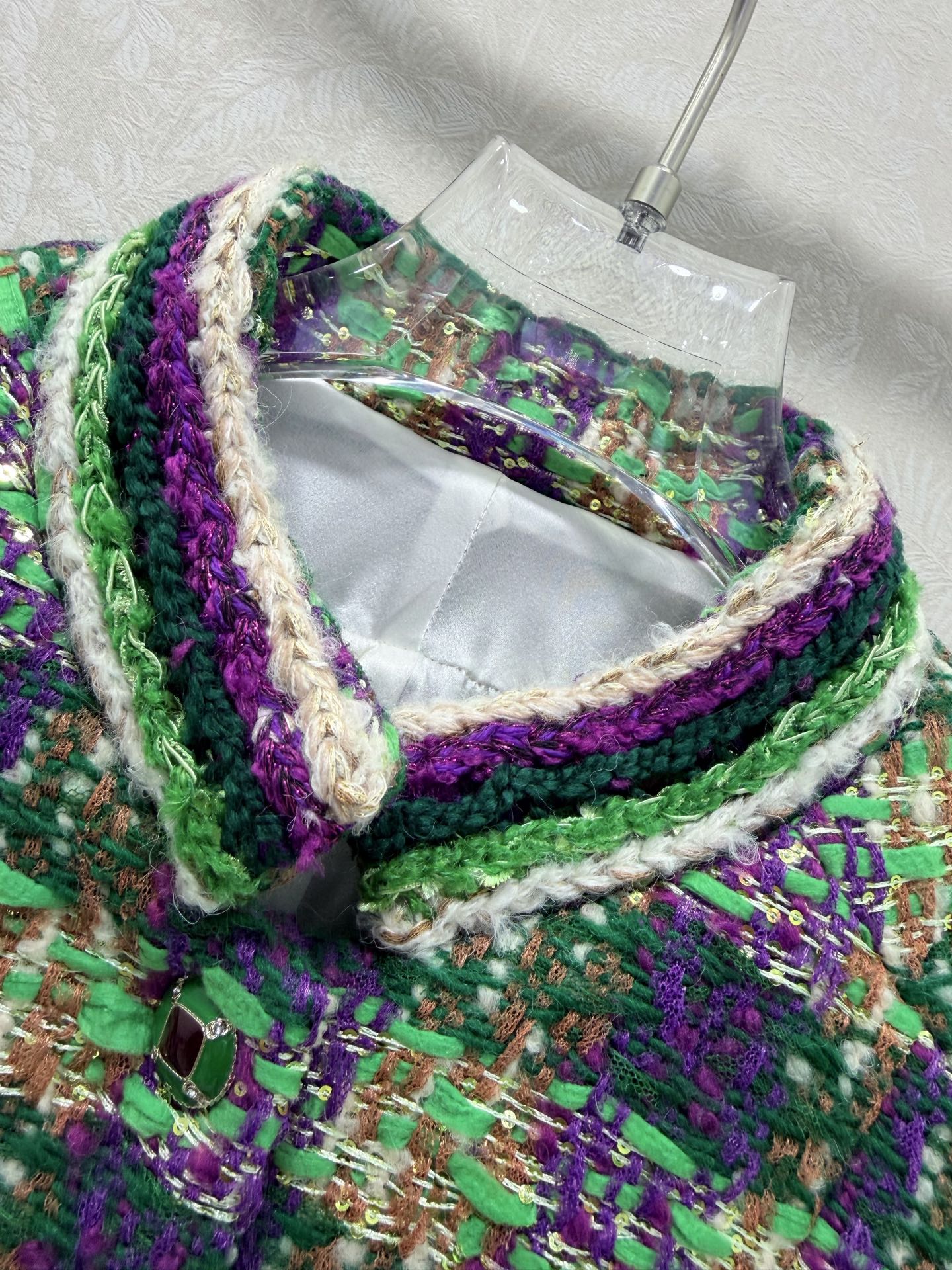 🔥🔥Chan*l 25新款编织立领洋装外套 进口粗纺羊毛呢材质。百分百真丝内衬。粗花条纹毛呢面料打造名媛