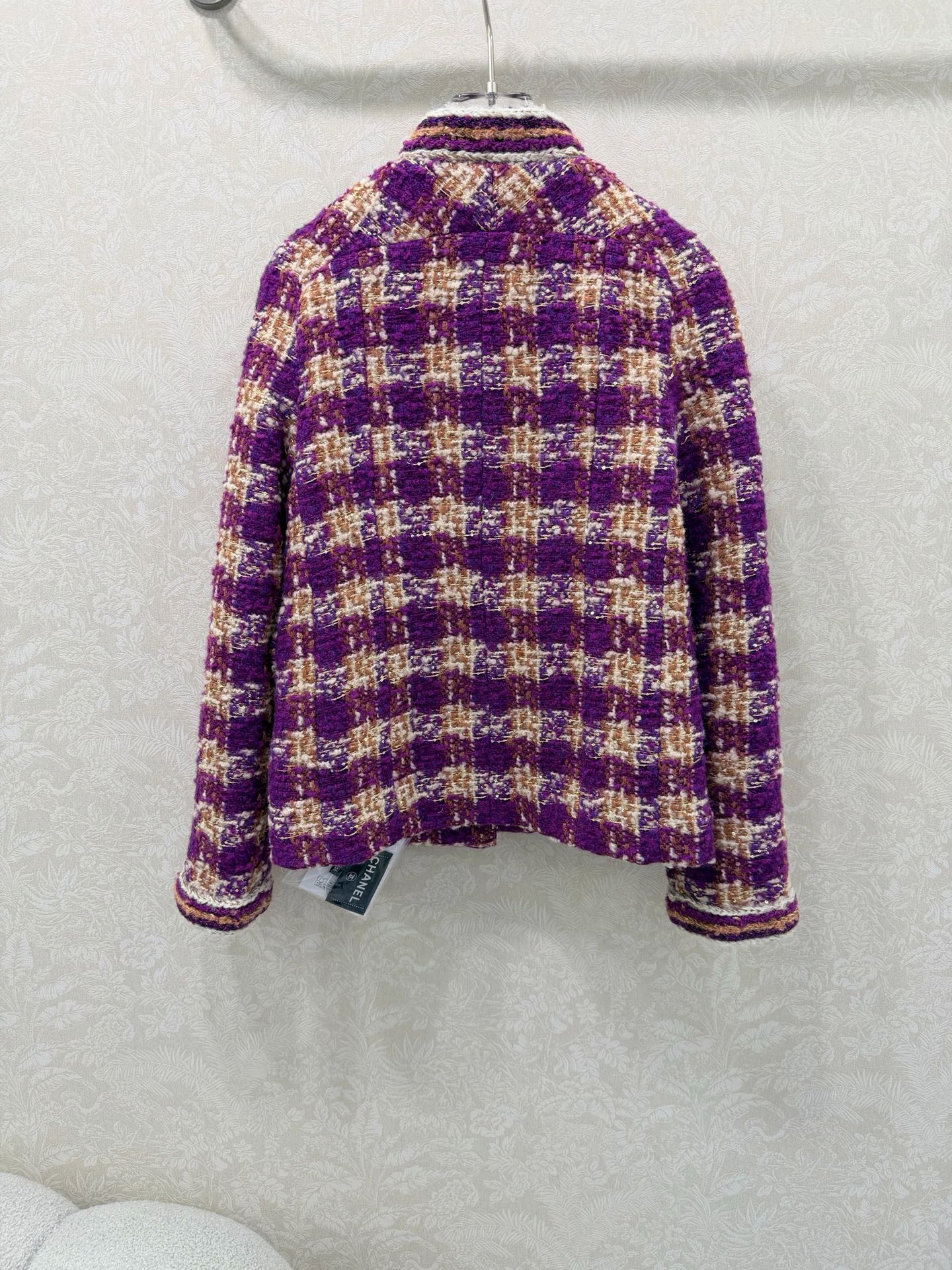 🔥🔥Chan*l 25新款编织立领洋装外套 进口粗纺羊毛呢材质。百分百真丝内衬。粗花条纹毛呢面料打造名媛