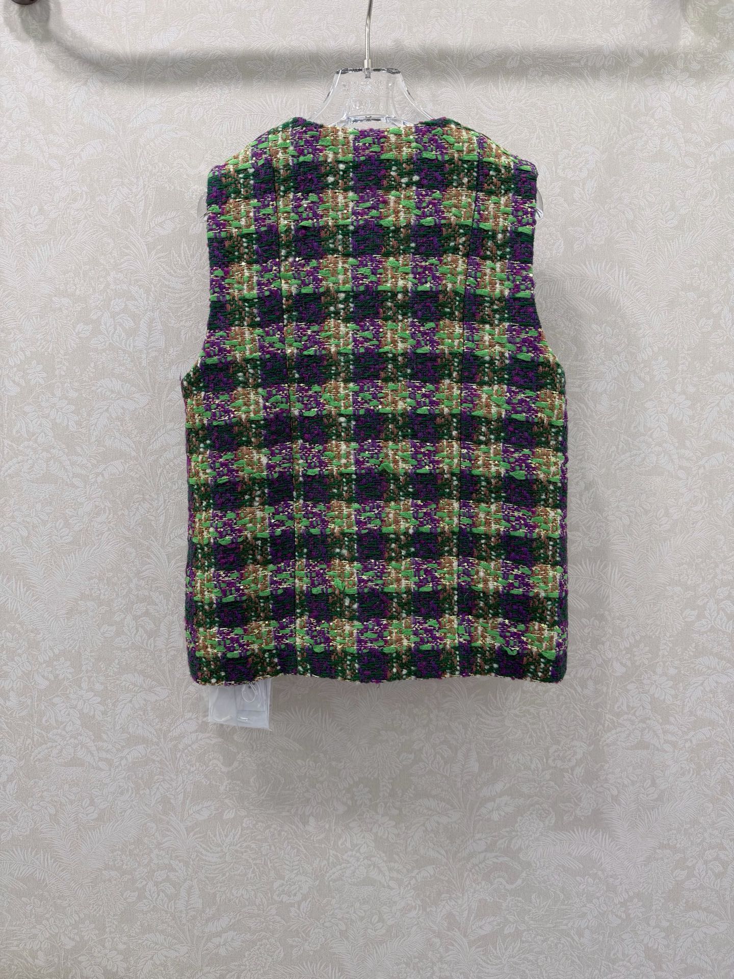 🔥🔥Chan*l 25新款编织立领洋装马甲外套。进口粗纺羊毛呢材质。百分百真丝内衬。粗花条纹毛呢面料打造