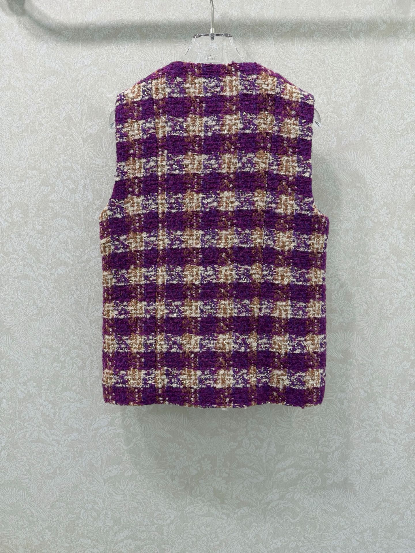 🔥🔥Chan*l 25新款编织立领洋装马甲外套。进口粗纺羊毛呢材质。百分百真丝内衬。粗花条纹毛呢面料打造