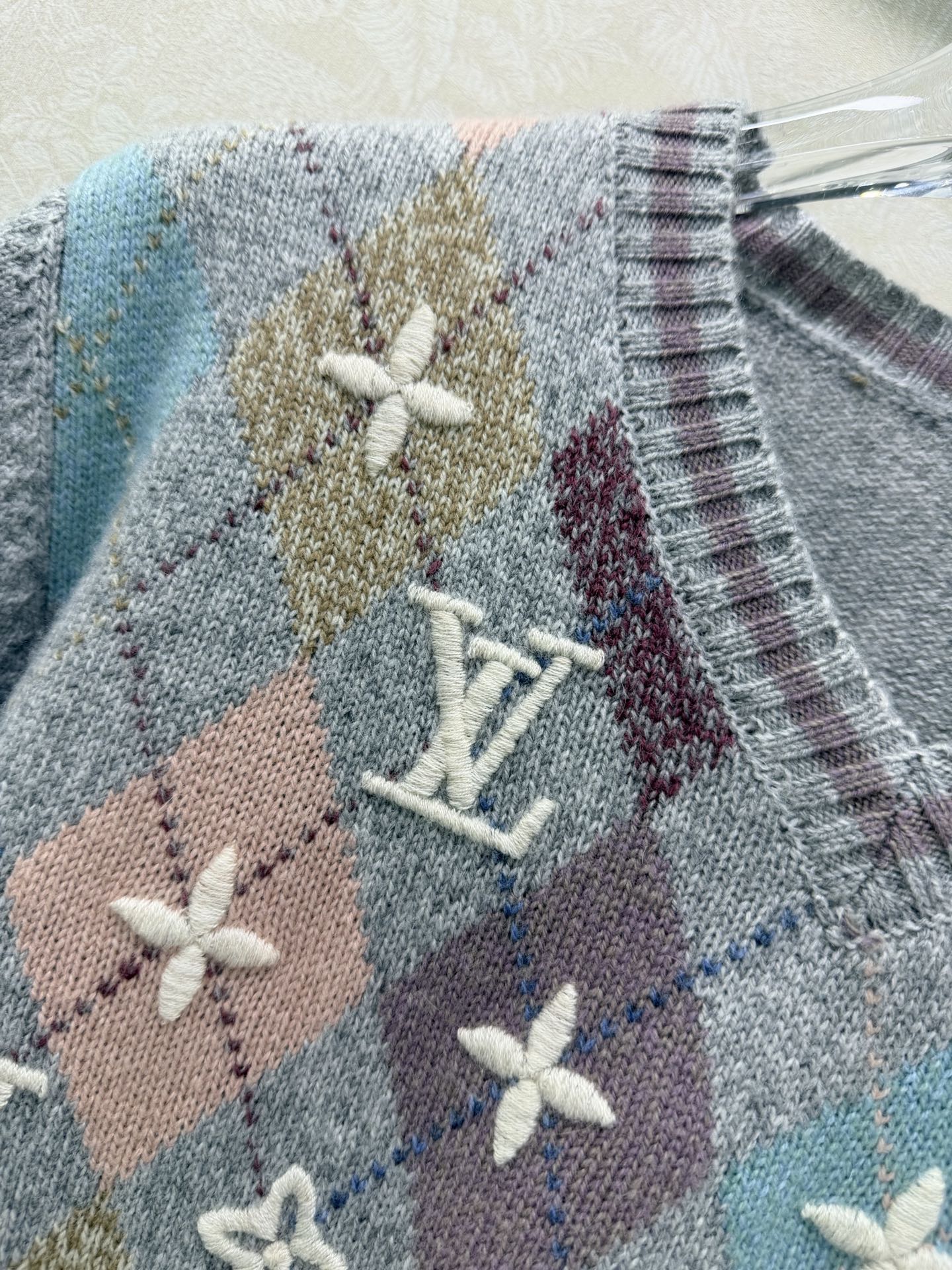 🔥🔥Louis Vuitto*25新款滑雪系列Monogram重工立体刺绣logo菱格配色提花毛衣！羊绒