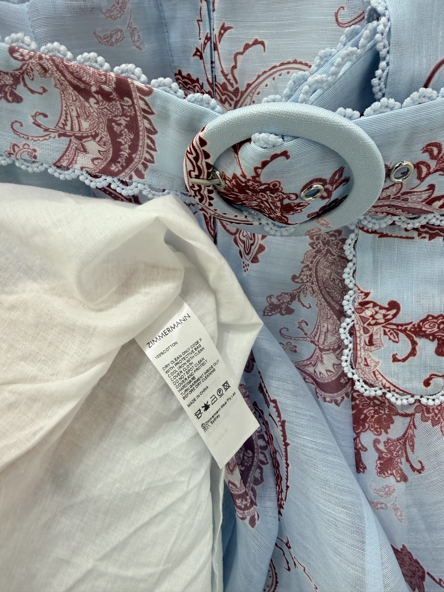 🔥🔥Zimmerman*兹/默曼26新款花苞短袖收腰连衣裙 👗选用亚麻面料制成，翻领单排扣设计 本布包扣