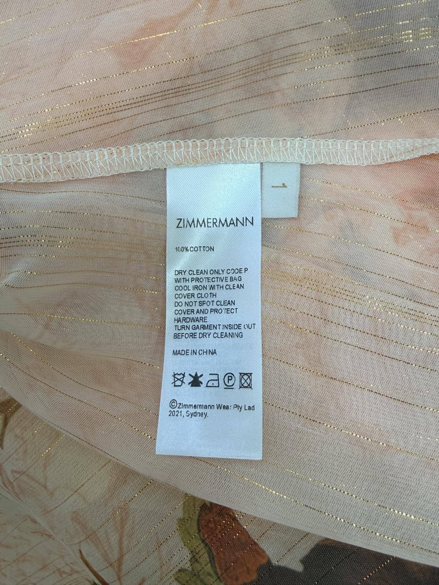 🔥🔥Zimmerman*兹/默曼 26早春新款定位花翻领长袖连衣裙 （长款）灯笼袖设计前襟单排本布包扣 