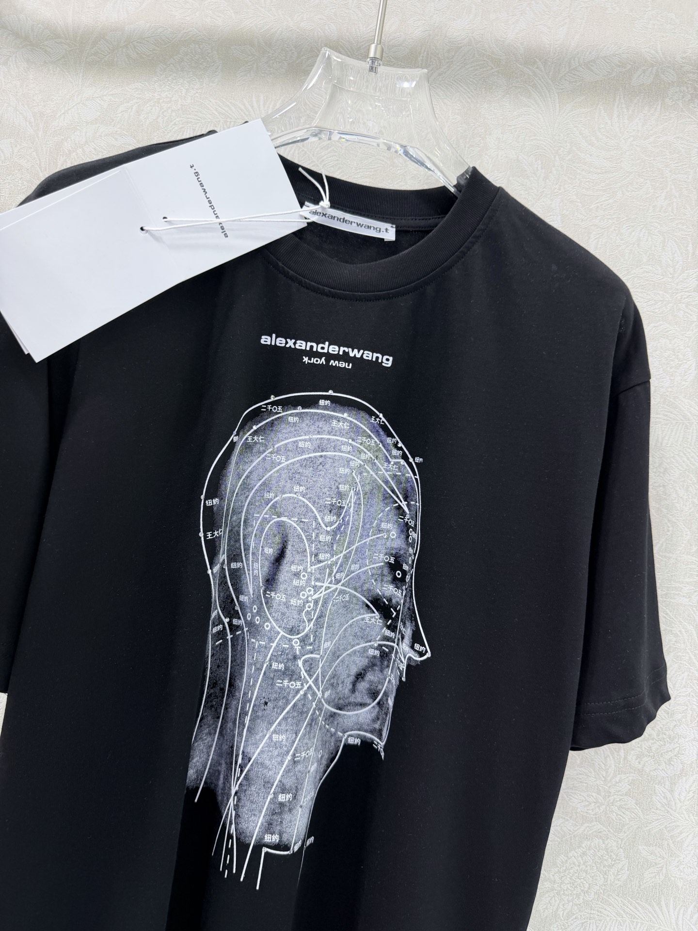 🔥🔥Alexander Wan*26早春新款短袖T恤 胸前红色地图轮廓，辨识度超高，品牌logo和“sp