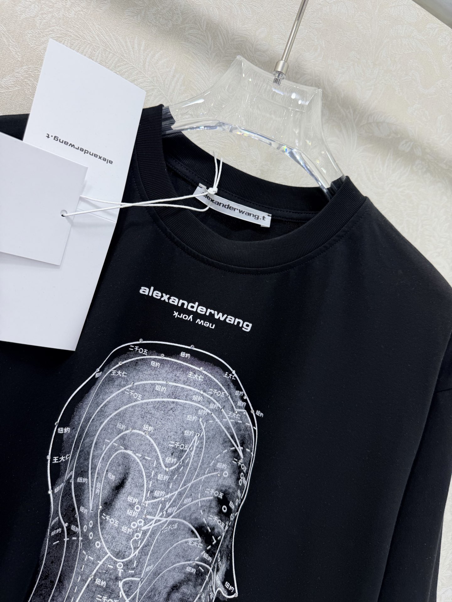 🔥🔥Alexander Wan*26早春新款短袖T恤 胸前红色地图轮廓，辨识度超高，品牌logo和“sp