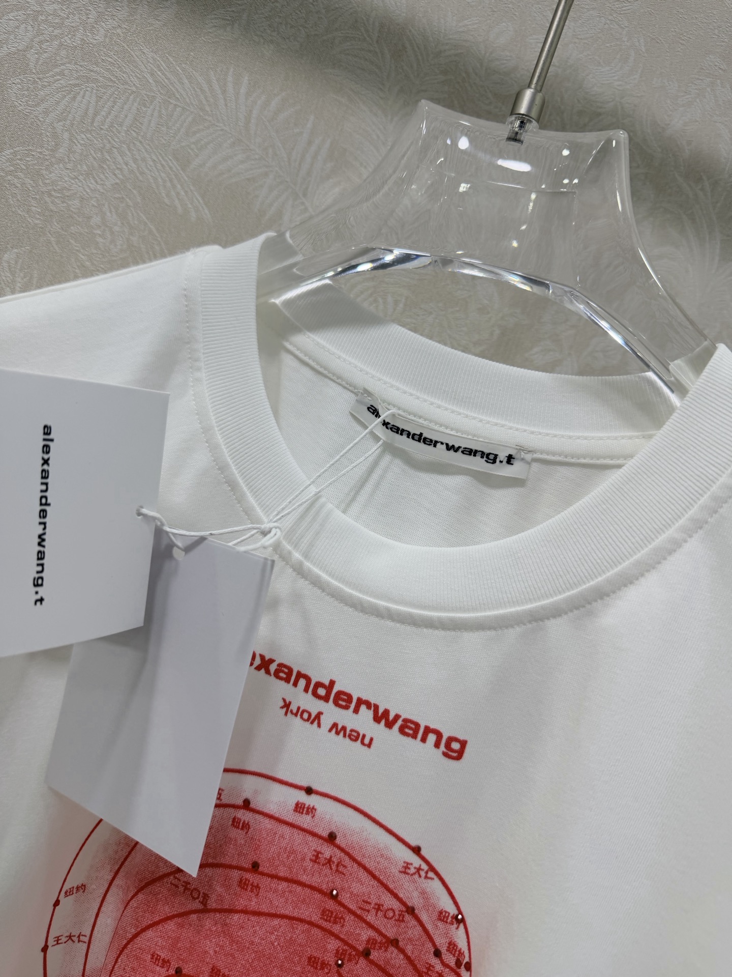 🔥🔥Alexander Wan*26早春新款短袖T恤 胸前红色地图轮廓，辨识度超高，品牌logo和“sp