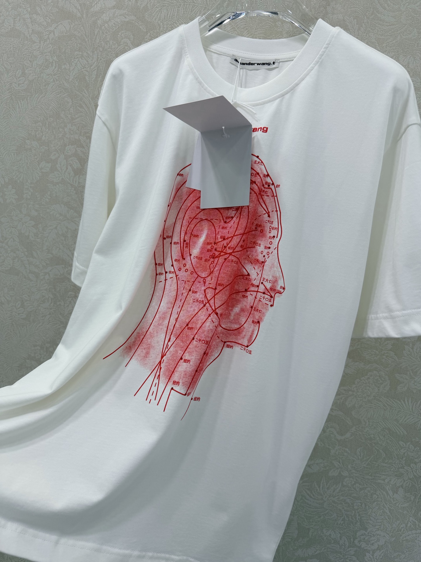 🔥🔥Alexander Wan*26早春新款短袖T恤 胸前红色地图轮廓，辨识度超高，品牌logo和“sp