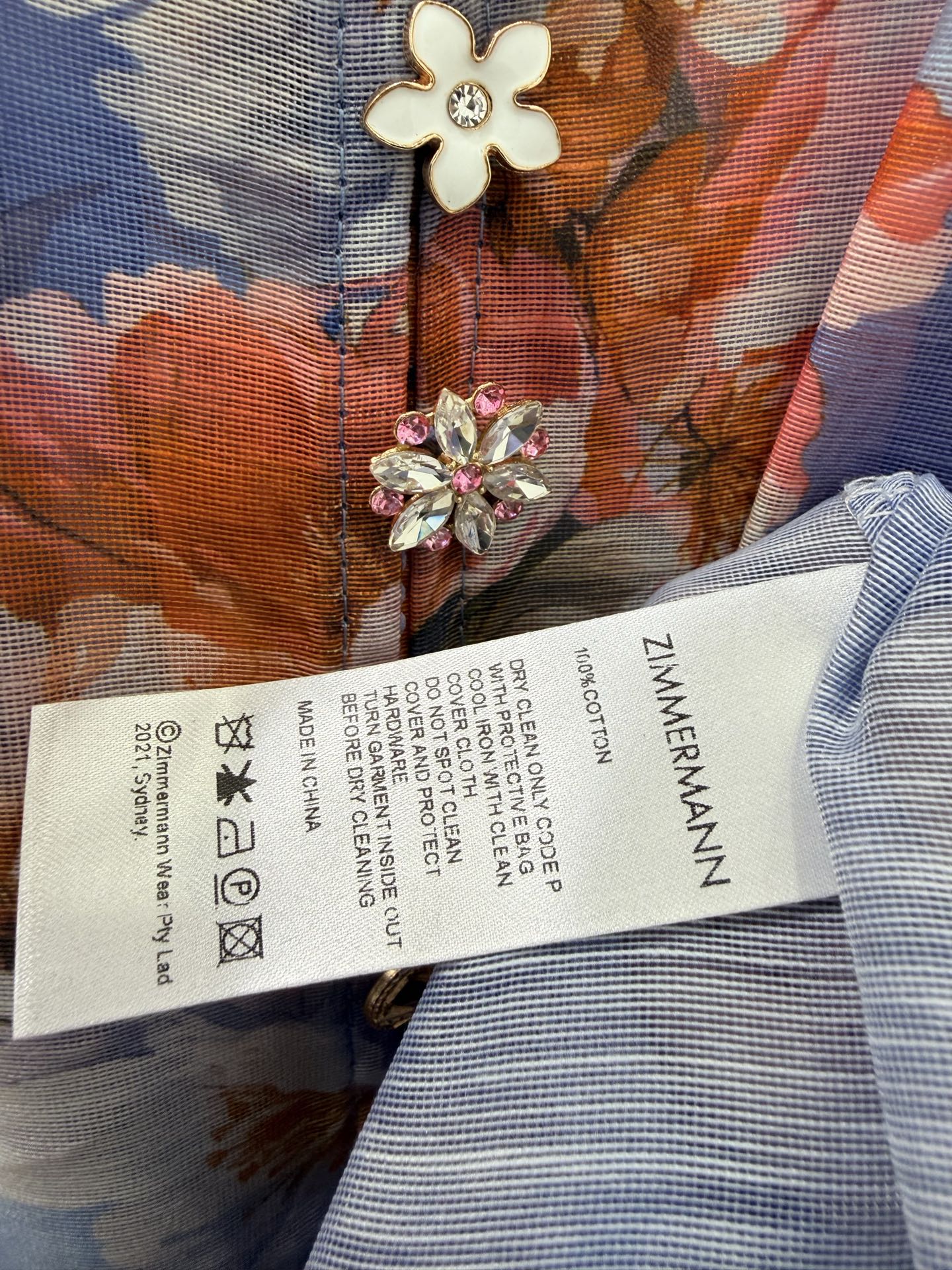 🔥🔥Zimmerman*兹/默曼 26新出花色立领长款连衣裙 小立领和灯笼袖设计 前襟定制多宝花样五金 