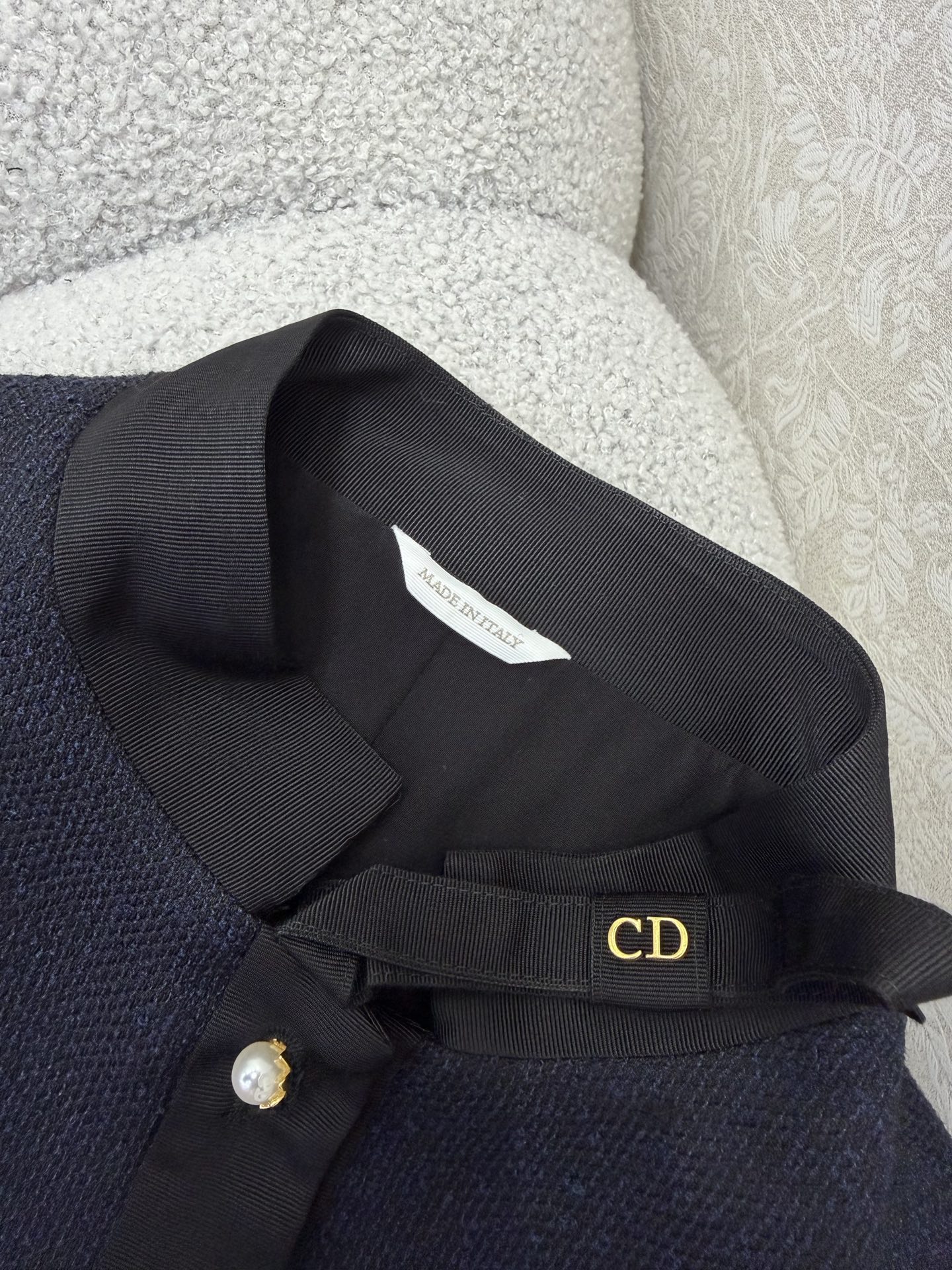 🔥🔥DIO*26新款领口蝴蝶结短款外套 高版出品 100%真丝内衬 注意细节区分版本‼️经典藏青拼色戴妃