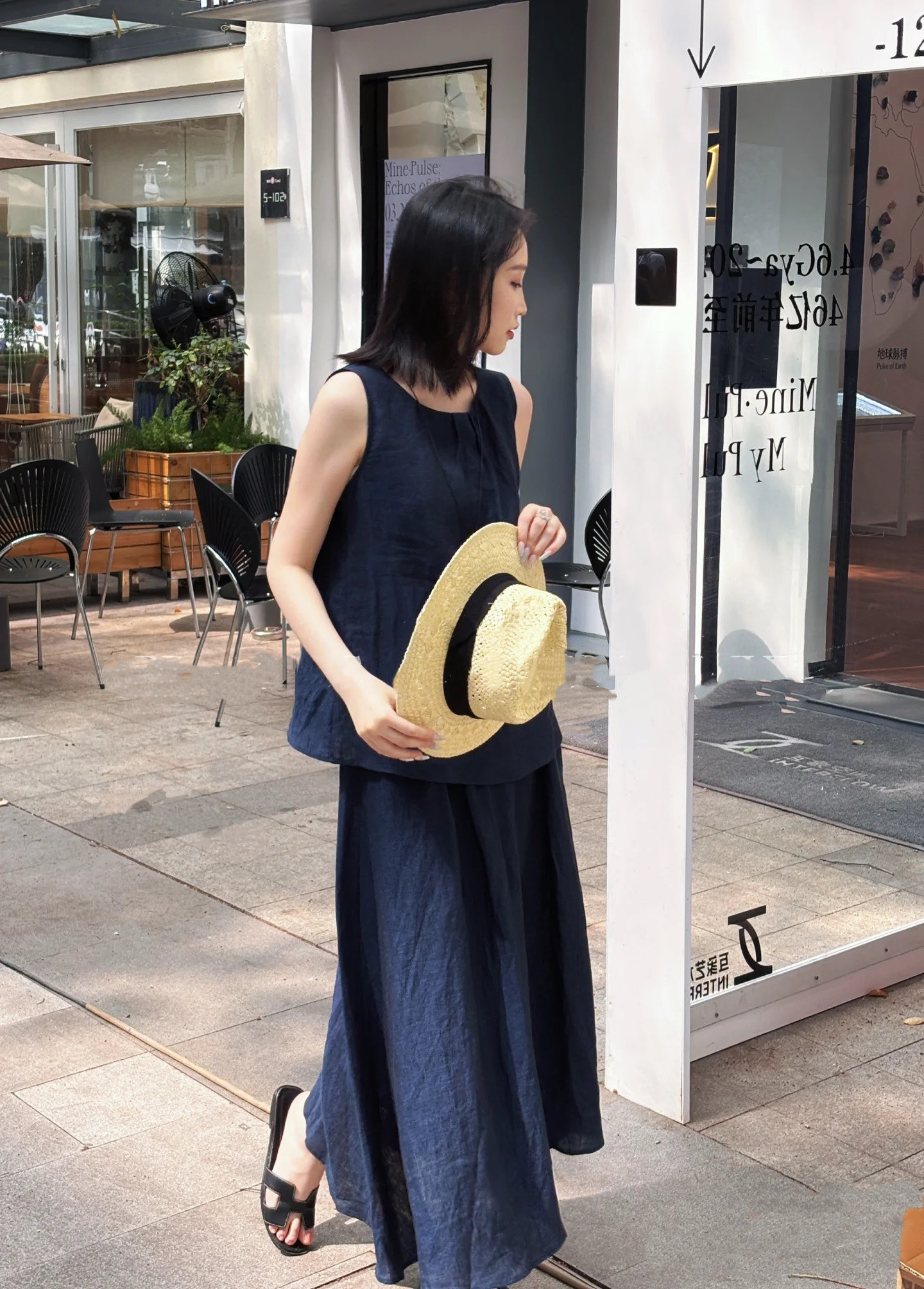 Linen Two-Piece Set: Minimalist Top & High-Waisted Skirt with Waist Chain 10 i1747405733334 8123 0 8