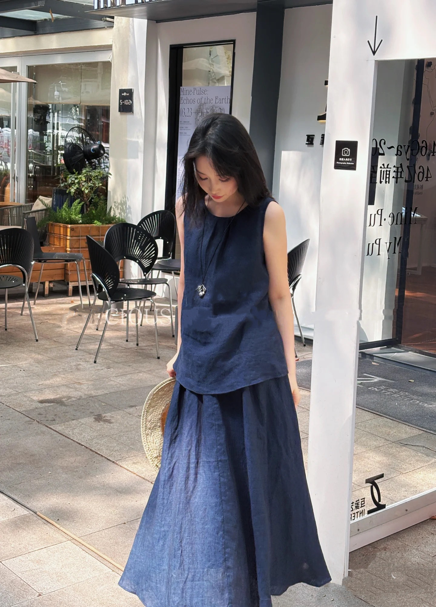 Linen Two-Piece Set: Minimalist Top & High-Waisted Skirt with Waist Chain 8 i1747405733398 9553 0 6