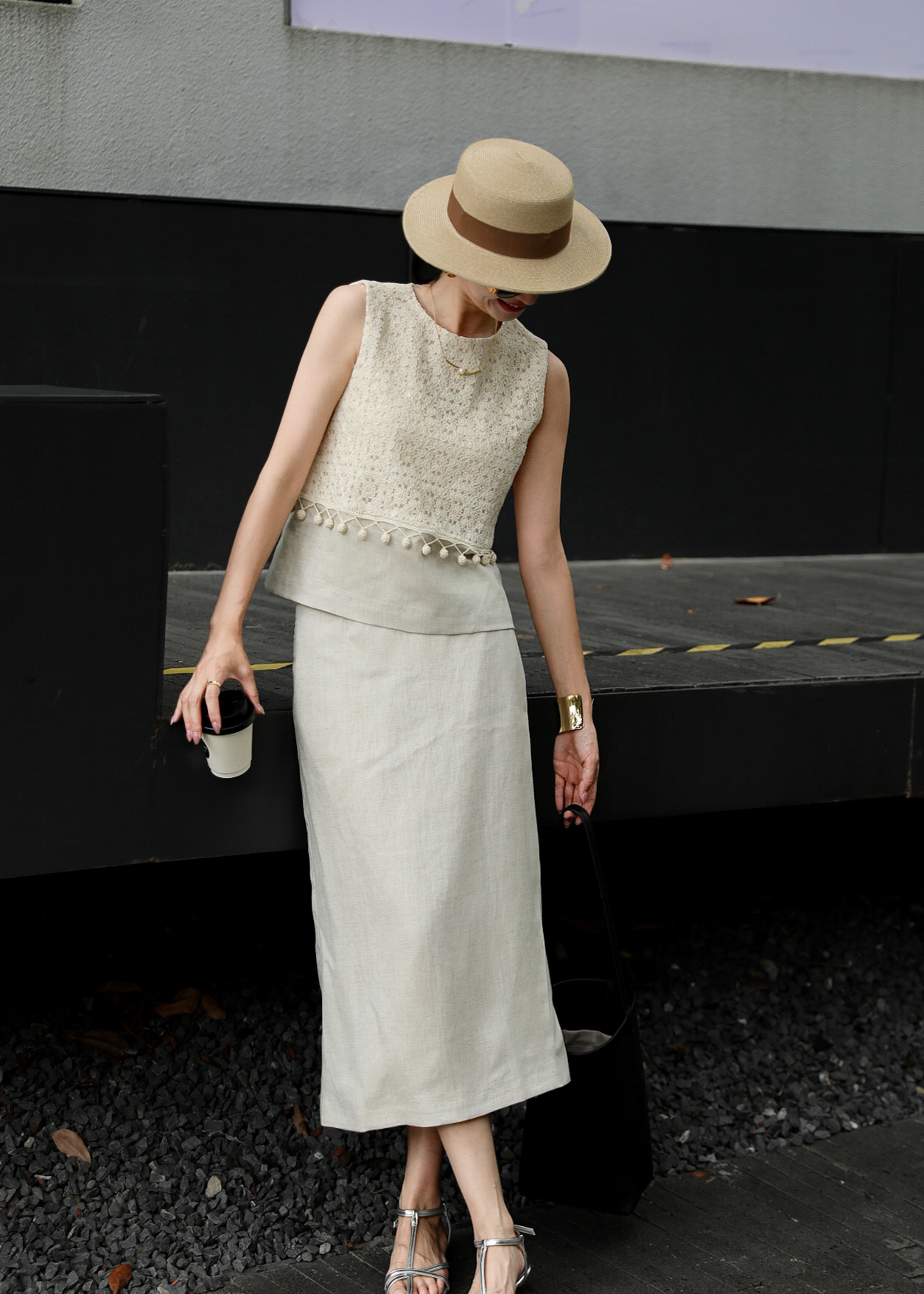 Elegant Two-Piece Set: Embroidered Top & Linen Skirt - Chanel Inspired 8 i1747750591183 2842 0 6