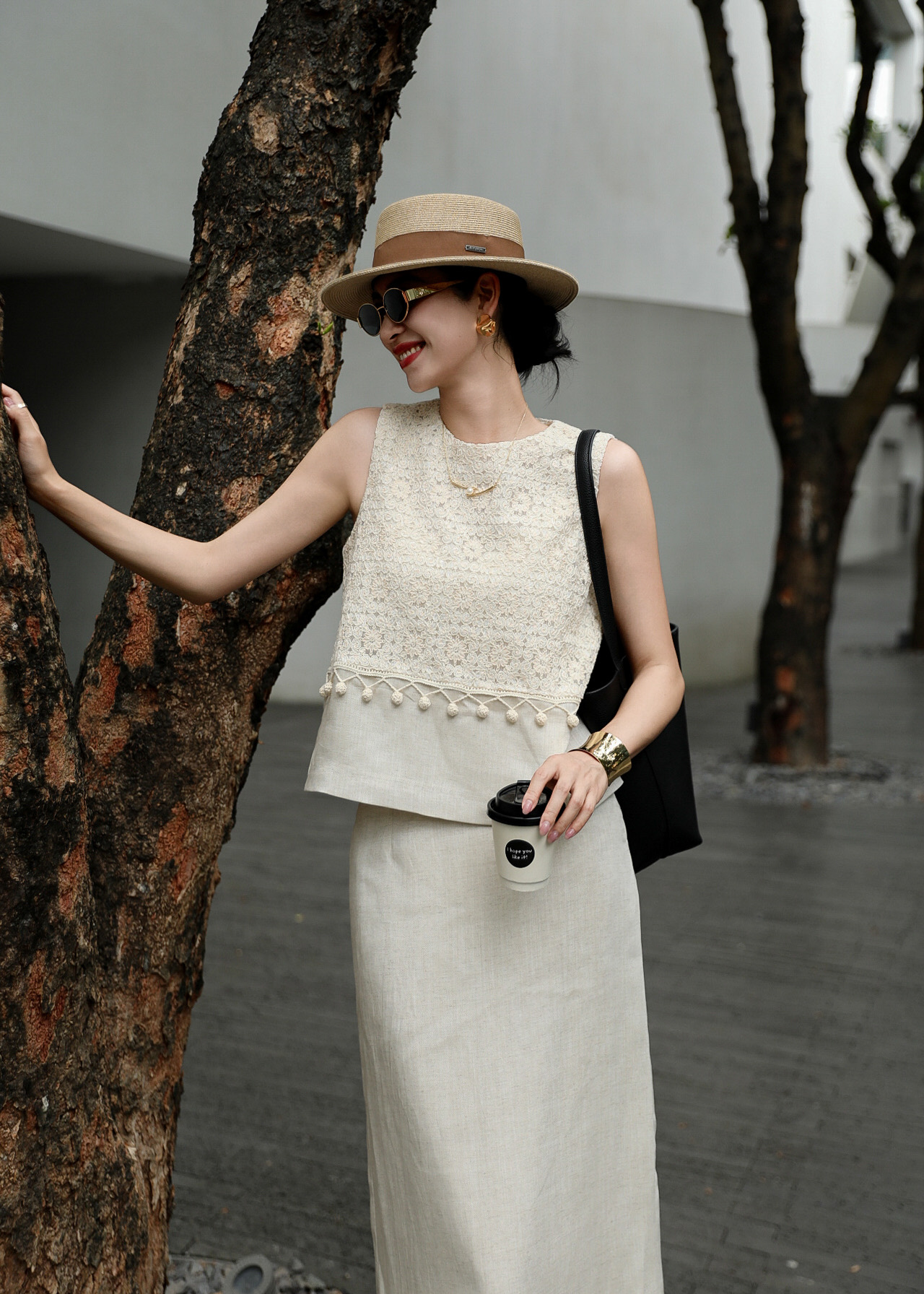 Elegant Two-Piece Set: Embroidered Top & Linen Skirt - Chanel Inspired 4 i1747750591410 669 0 2