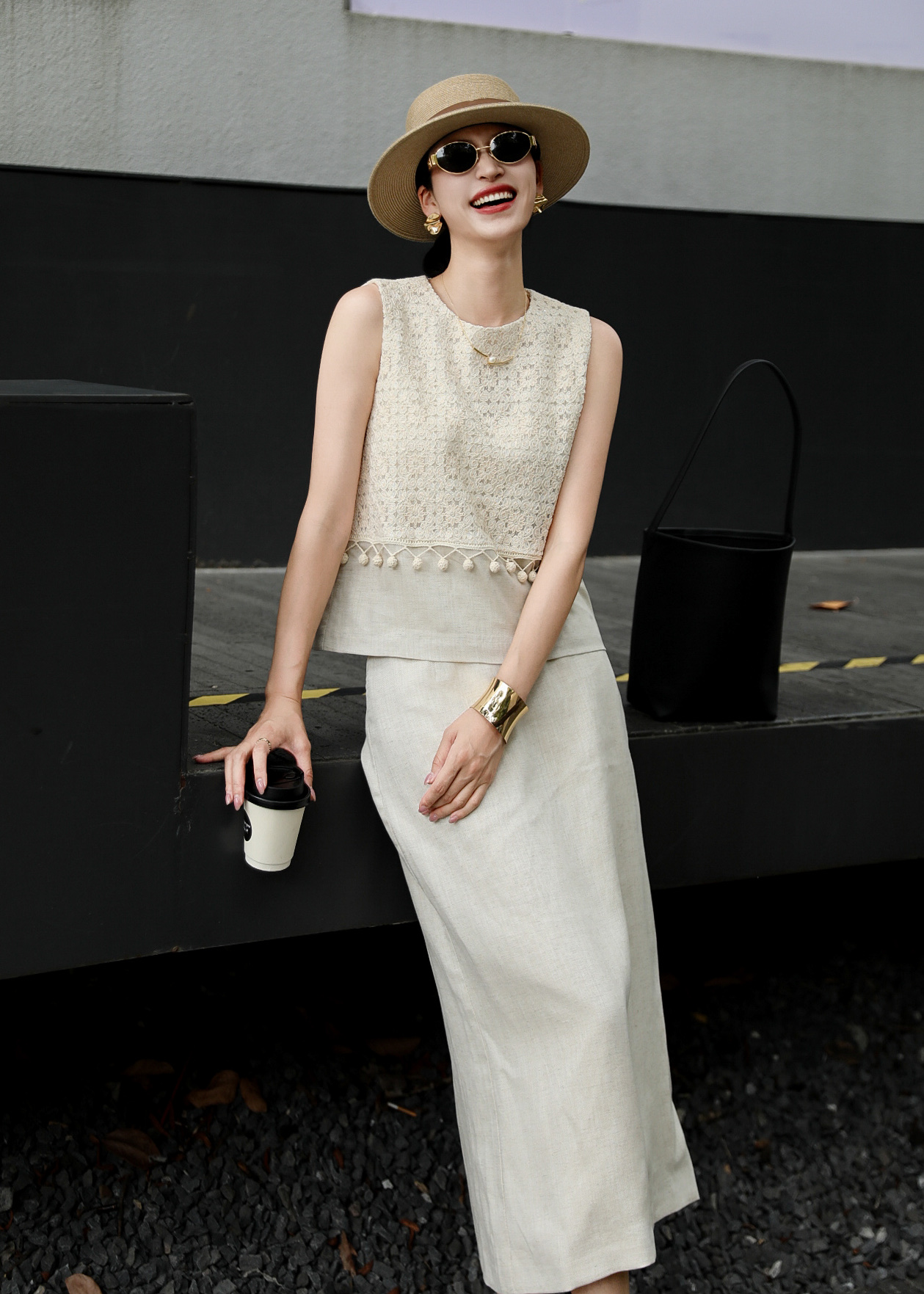 Elegant Two-Piece Set: Embroidered Top & Linen Skirt - Chanel Inspired 3 i1747750592937 7411 0 1