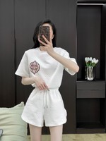 Chanel Clothing Shorts T-Shirt Two Piece Outfits & Matching Sets Pink White Short Sleeve