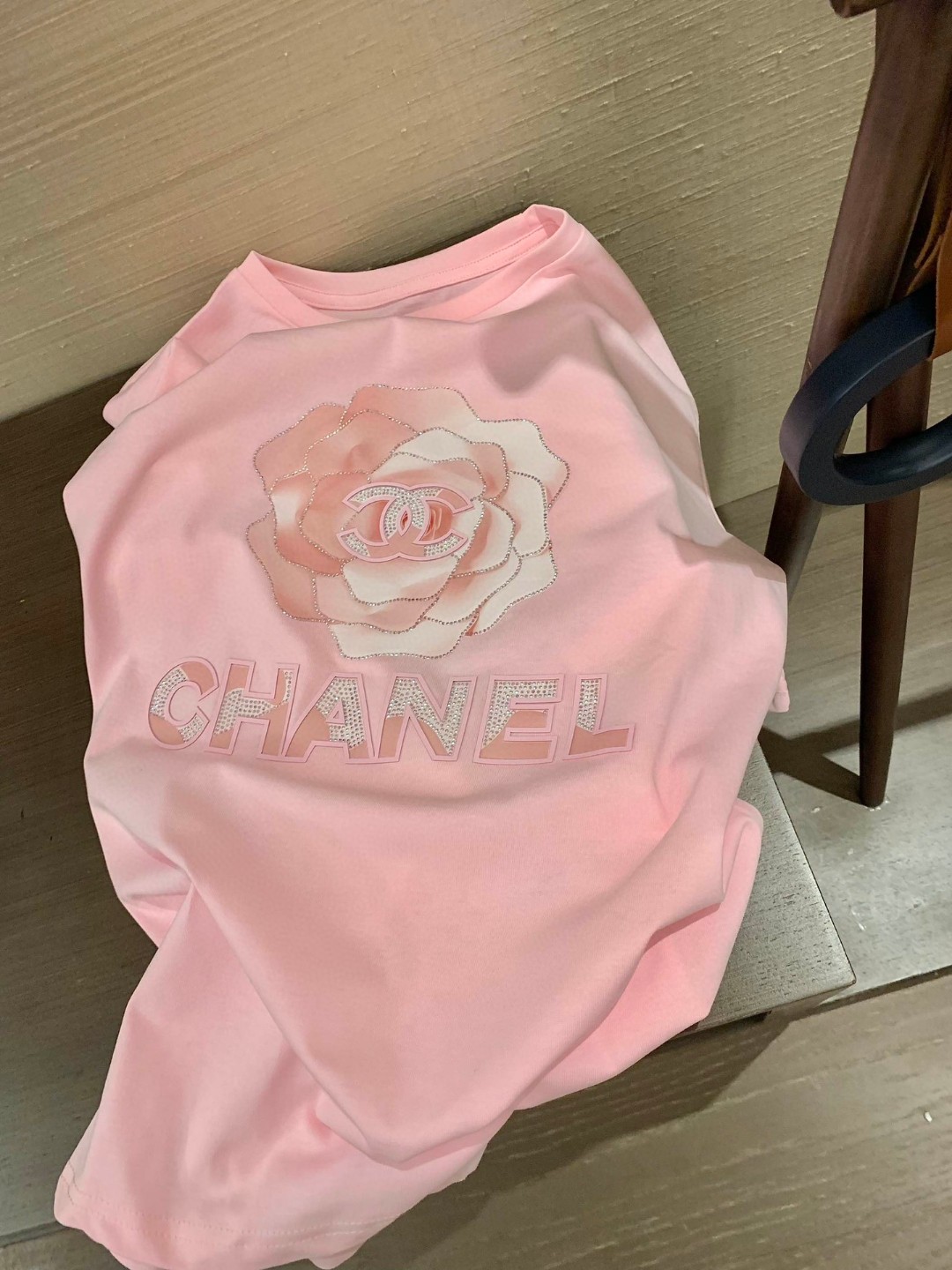 Chanel Clothing T-Shirt Black Pink Rose White Cotton Summer Collection