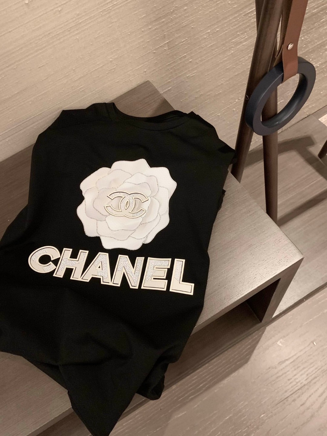 Chanel Good
 Clothing T-Shirt Best Capucines Replica
 Black Pink Rose White Cotton Summer Collection