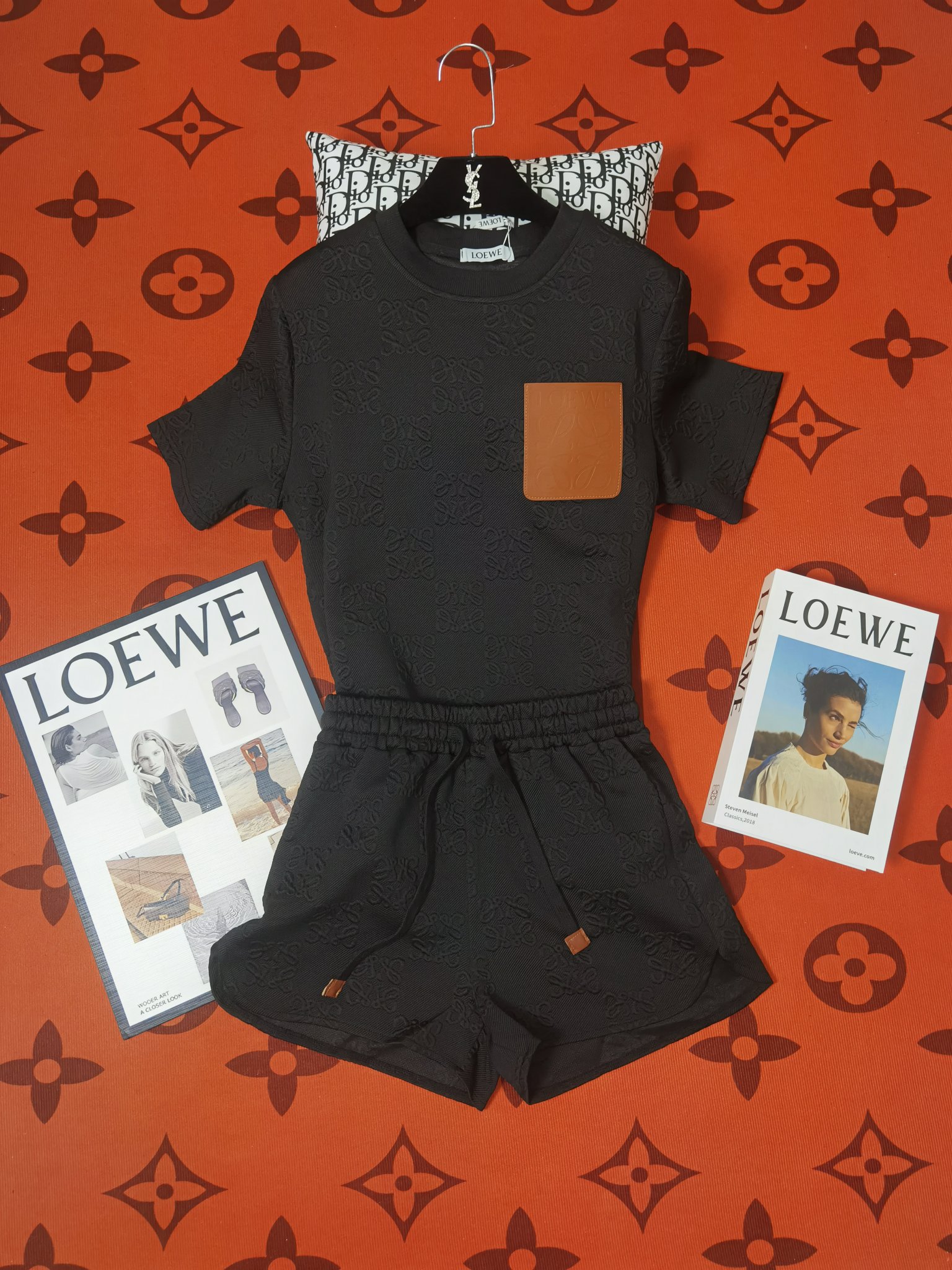 Loewe Clothing T-Shirt Two Piece Outfits & Matching Sets Black White Short Sleeve
