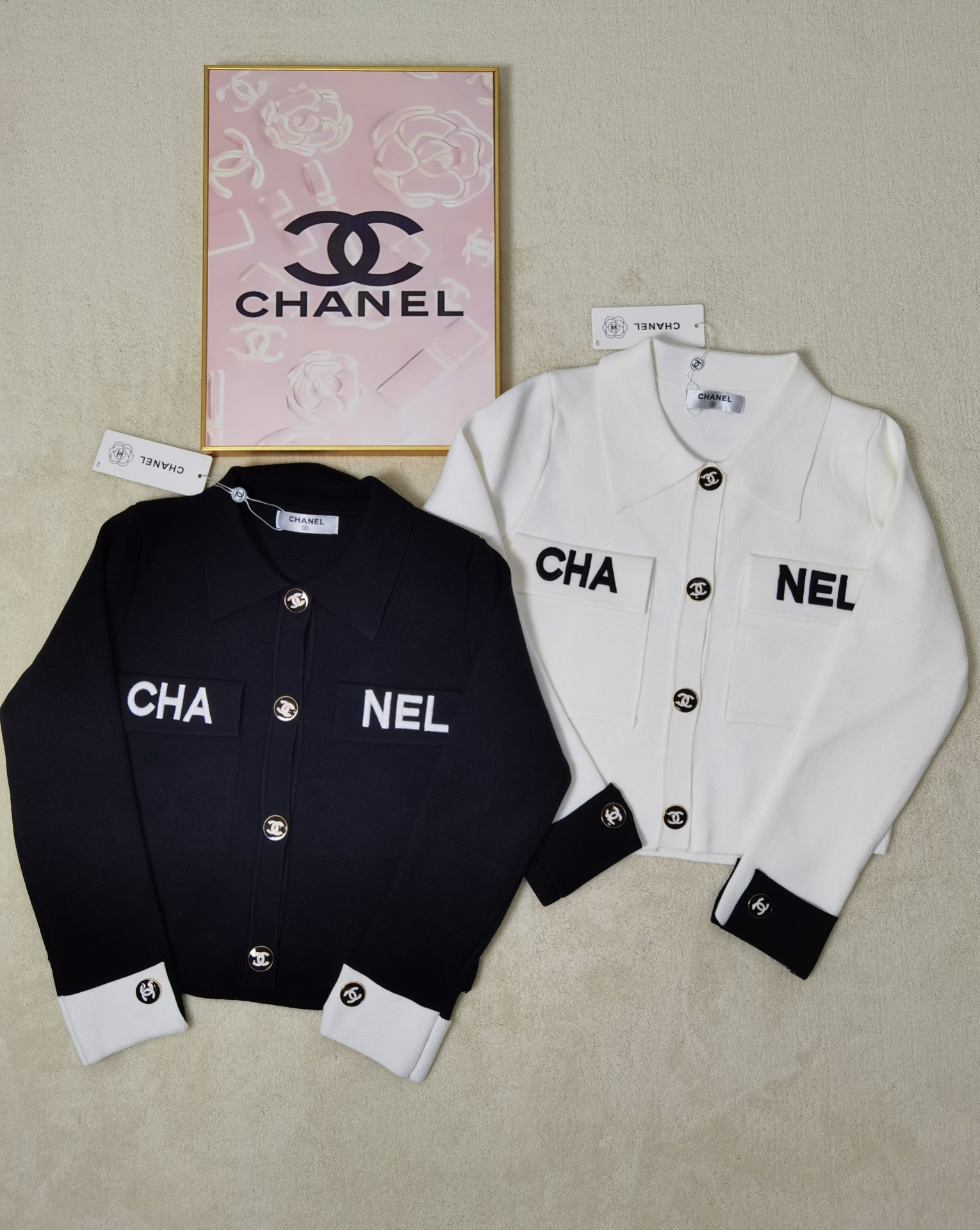 Chanel Clothing Cardigans Coats & Jackets Knit Sweater Sweatshirts Black White Knitting Casual