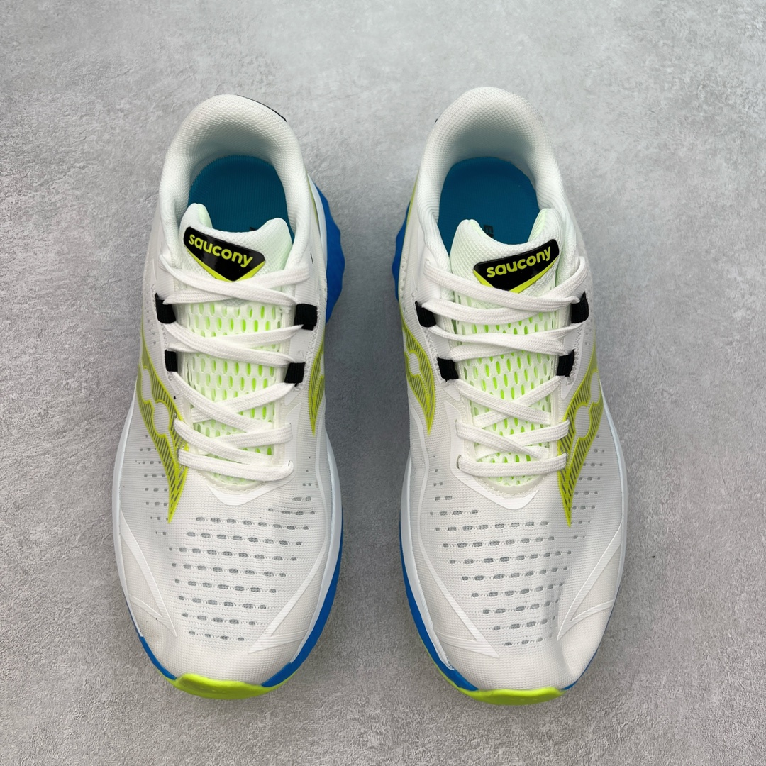 图片[2]-Saucony 索康尼ENDORPHIN Pro 啡速4 男女马拉松运动跑鞋 性能相比前几代再升级：鞋面采用全新升级的工学网设计 贴合脚部更透气 中底部分使用最新的PWRRUN+材质 搭配PWRRUN+鞋垫使中底的大幅加厚 10mm坡差进一步提供缓震、回弹性能 内底则采用了FORMFIT动态适应系统 动态契合脚型 提升包裹性和舒适性 提供更卓越的动态回馈体验 XT-900橡胶大底 可提供良好的抓地力和较强抗磨性能 尺码：36 36.5 37.5 38 38.5 39 40 40.5 41 42 42.5 43 44 44.5 45-选品中心