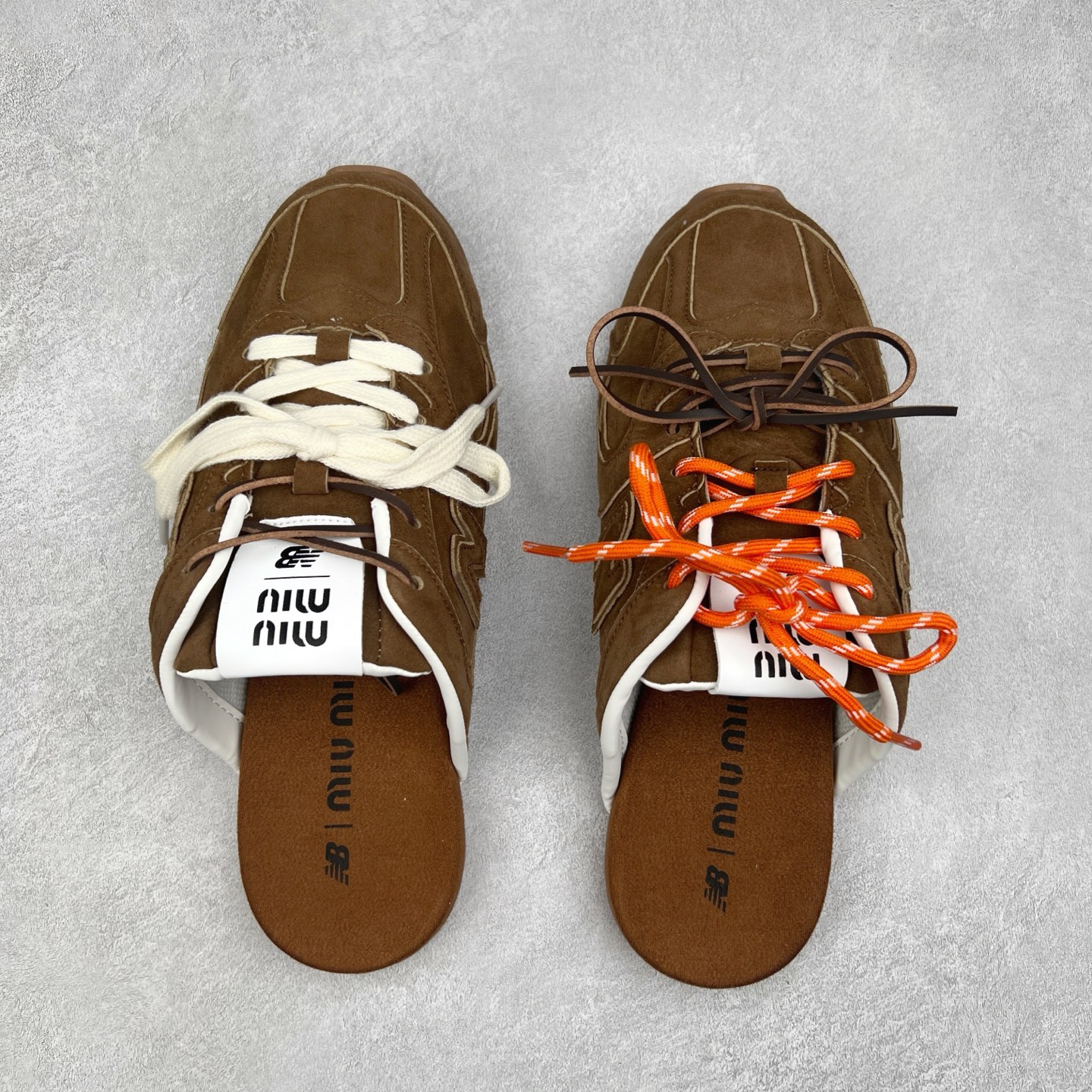 图片[3]-MiuMiu x New Balance NB530 SL 缪缪联名系列低帮经典复古休闲运动鞋半拖 近几年运动品牌与各大潮流品牌不断推出联名产品，在球鞋圈拥有极高的热度。此外，奢侈品牌和运动品牌联名也早已非新鲜事，继 Dior 和 Jordan Brand 以及 Prada 和 adidas 合作后。近日，Miu Miu与New Balance的合作基本已经成为定番，每年都会上新，而近期的最新联名也已经正式曝光，预计会在24年春夏面世！相比之前两次使用的574，这次Miu Miu带来了全新风格。采用了全新型号MR530进行设计，继续使用复古的旧化效果和去年就被带火的美拉德配色打造。Miu Miu作为千禧文化的重要推手，这次也是直接挑选了New Balance 2000年代时发布的健身跑鞋MR530。整体做旧效果非常明显，甚至有些二手鞋的感觉，多少是有点瘦巴黎世家影响了……配色方面将会推出米色和棕色两种颜色可供选择，整体覆盖了做旧麂皮，鞋舌和鞋垫和之前一致，有Miu Miu的Logo，同时搭配皮革和棉质双鞋带组成。尺码：36 37 37.5 38 38.5 39.5 40 40.5 41.5 42 42.5 43.5 44 44.5 45-选品中心