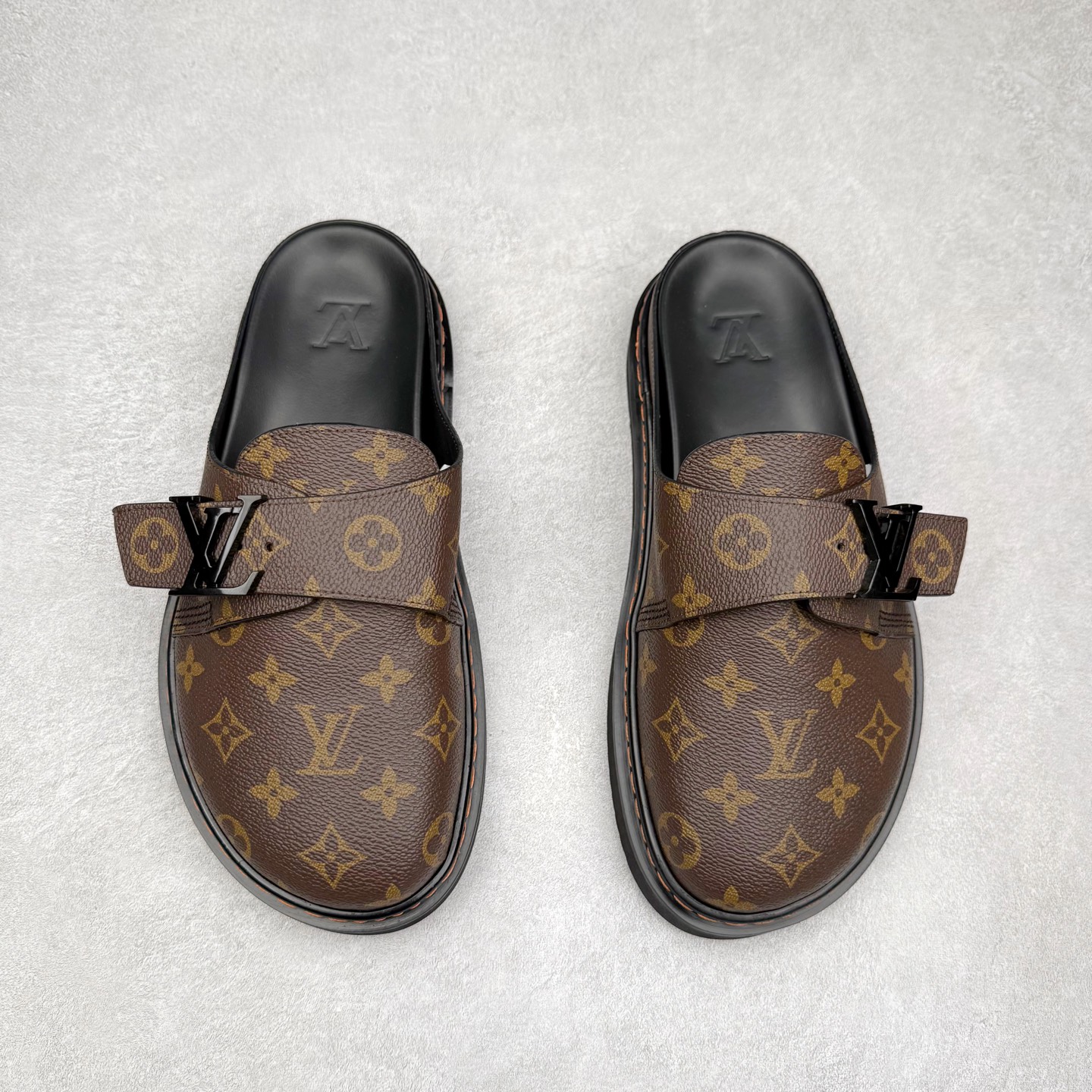 图片[2]-＃GD广顶 LOUIS VUITTON Easy lv 字母点缀 勃肯鞋包头拖鞋 棕色 尺码：38 39 40 41 42 43 44 45 46-选品中心