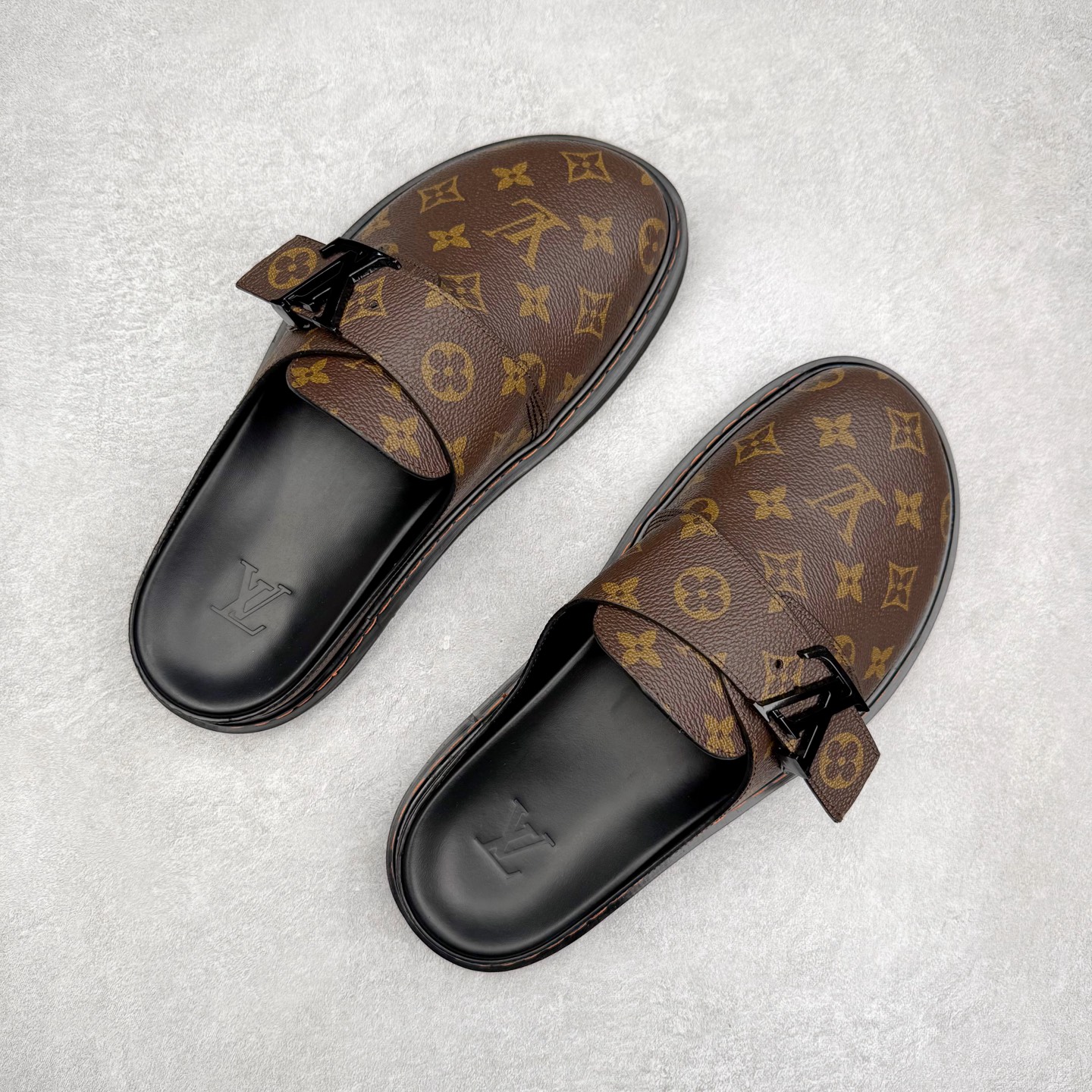 图片[3]-＃GD广顶 LOUIS VUITTON Easy lv 字母点缀 勃肯鞋包头拖鞋 棕色 尺码：38 39 40 41 42 43 44 45 46-选品中心