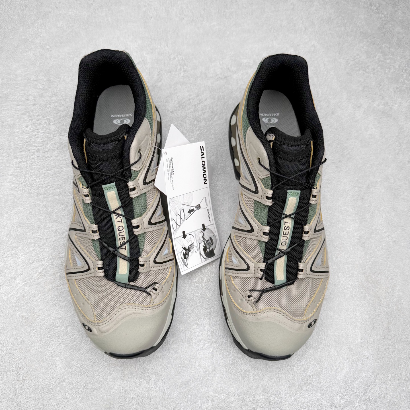 图片[2]-＃HP纯原 Salomon XT-QUEST ADV 萨洛蒙潮流越野机能户外功能鞋 纯原外贸平台特供订单 耗时半年巨作 全套原纸板楦头开发 原厂特供网布配套加持 确保原汁原味 完美呈现版型 原档数据独家私模五层组合大底 男女鞋同步官方开发至46.5 原装Ortholite轻量化鞋垫 中底布带钢印编号 原厂TPU锁扣 进口港宝加持 后跟自然饱满 还原公司包裹性 基于 SALOMON 初代 XT 鞋身造型并搭载 4D ADVANCED CHASSIS™ 大底打造而成 为这款 XT-QUEST 带来了多项足部控制与保护等功能性 如在运动过程中控制左右晃动的过程而提高稳定性、改善长途越野过程中足中到足尖的过渡、提高感知岩石的精确度以抵抗尖锐物体对脚底的伤害以及采用动态缓冲来增强穿着舒适感 从而减轻疲劳感 使 XT-QUEST 成为一双舒适且安全的户外之履 尺码：36 36.5 37.5 38 38.5 39 40 40.5 41 42 42.5 43 44 44.5 45 46.5-选品中心