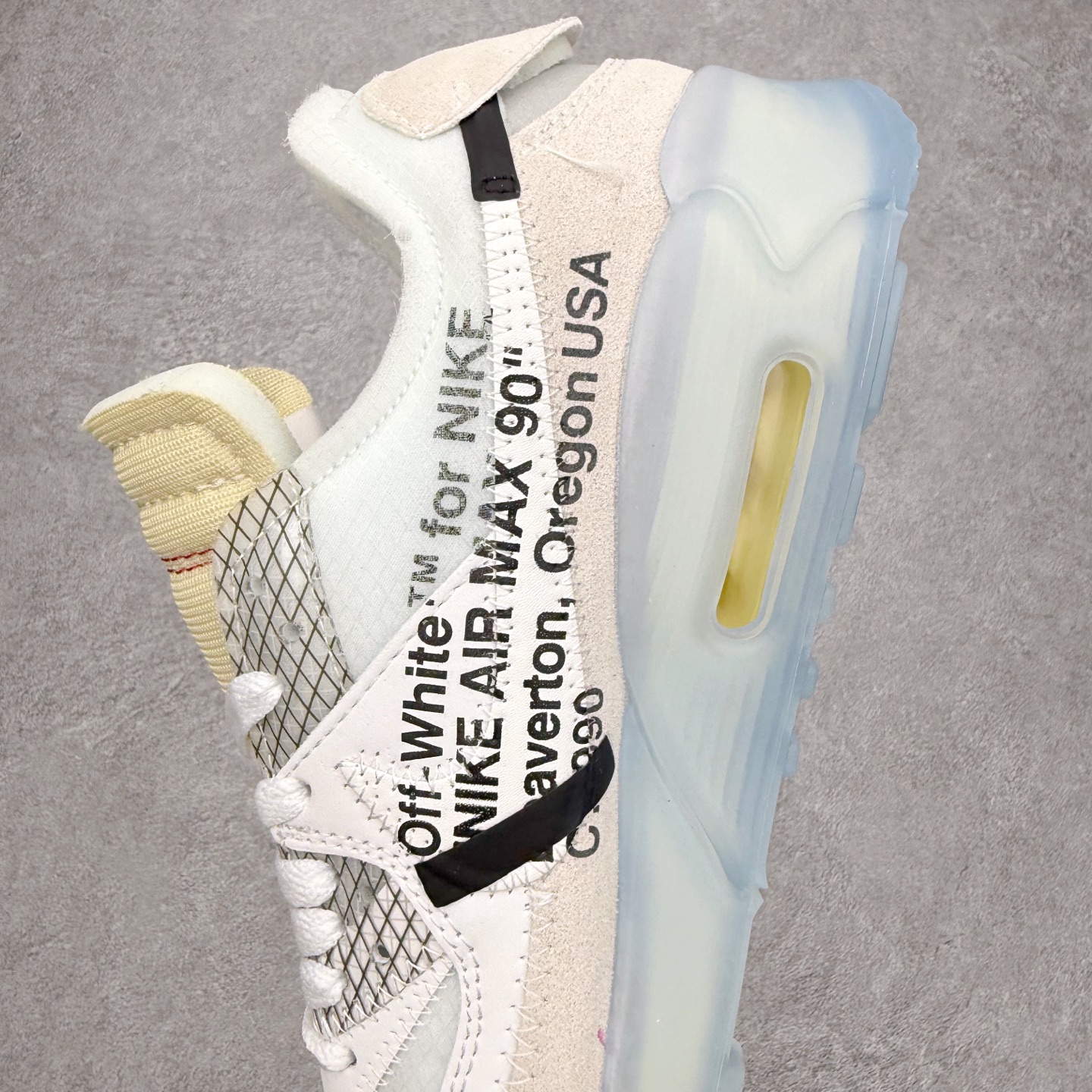 图片[7]-＃MX OFF-WHITE x NK Air MAX 90 The Ten OW 联名白色 AA7293-100 全套原纸板楦头开发 最原汁原味的灵魂版型 重金购入原鞋不断校对 采用公司原材料网纱以及原厂模具数据档案开发制造 100%纯正鞋型 公司正确鞋面纹路 使用原气垫底面组装 原厂鞋舌厚度海绵 多道万能车电脑针车工艺 锁边效果媲美原鞋 独立大底组合模具 由六个分离部分拼接 原厂高频侧边字体模油墨印刷 字体全部对应 原厂高弹材质鞋垫 回弹性跟公司一致 原中底布缝合走线以及注脚孔和钢印都是与公司同步一致 校准原鞋标 原厂指定鞋盒侧标油墨打印 配原三色鞋带以及原厂防掉包扣 各种纯原细节鉴定 区别市面任何版本 尺码：36 36.5 37 38 38.5 39 40 40.5 41 42 42.5 43 44 44.5 45 46-选品中心