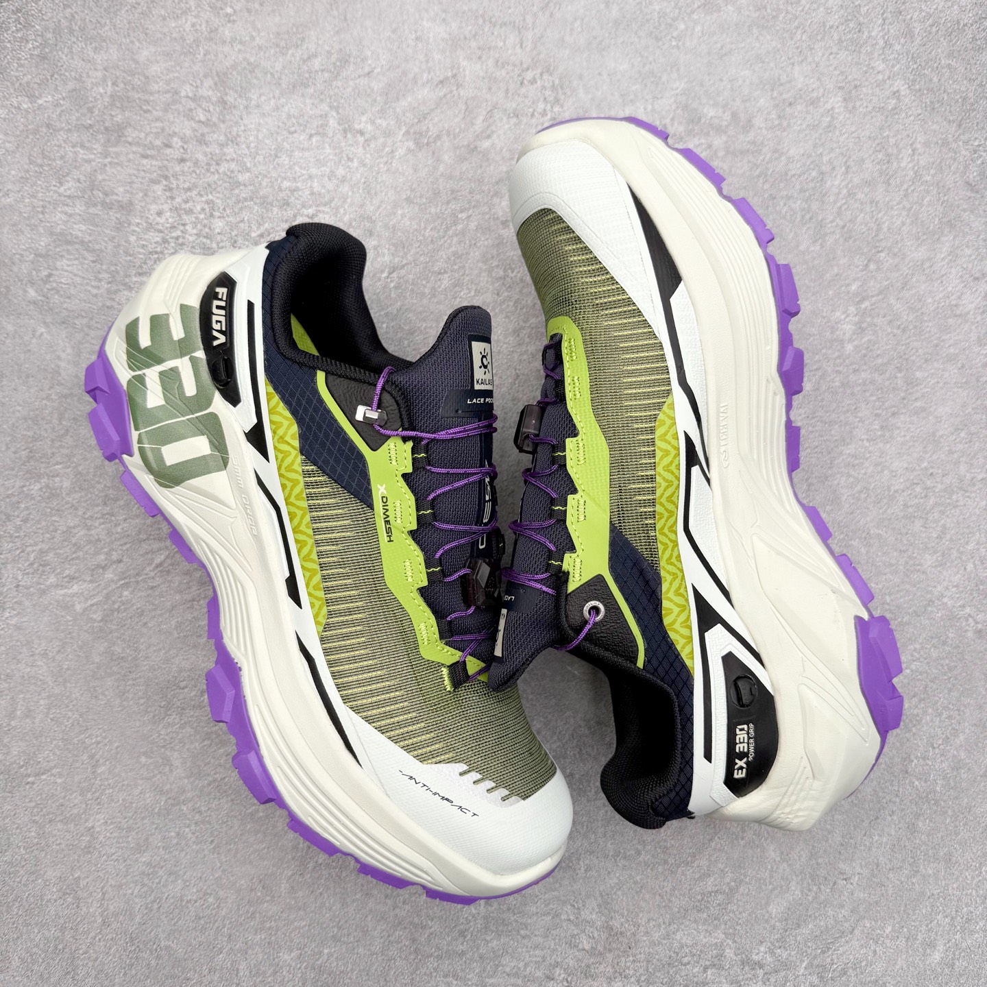 图片[3]-＃K版 KAILAS FUGA EX330 25款长距离跑山 时尚舒适跑步鞋 KAILAS凯乐石品牌是全球三大全系攀登品牌之一，于2003年创立于中国广州，致力于为有攀登梦想的户外运动员及爱好者，研发制造功能性专业装备，满足他们在极限环境下安全舒适的需求，凯乐石专注于科技面料的开发及专业功能设计，产品线覆盖登山、攀岩、徒步、越野跑山、露营、旅行等多项户外运动，通过运动员的测试反馈，不断进化迭代，产品荣获国内外大奖71座，发明专利21个，更突破性的自主研发攀登器械，打造出中国的攀登硬实力。实拍调校N版已经零色差零失真 百分百还原实物色彩所见即所得 不存在货不对板色差等低级问题 选购参考实物拍摄 不混卖不参货 只用心做好货严格选品 承诺混一赔十 尺码：36 36.5 37.5 38 38.5 39 40 40.5 41 42 42.5 43 44 44.5 45-选品中心