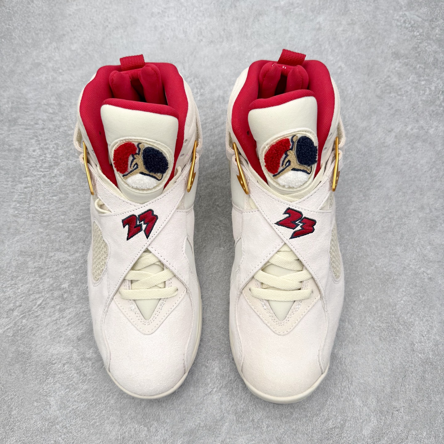 ＃莞产纯原福利‼️SoleFly x Air Jordan AJ8 高帮复古篮球鞋 联名米白红 FJ28