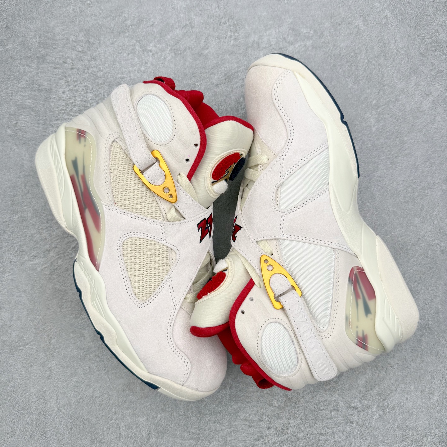 ＃莞产纯原福利‼️SoleFly x Air Jordan AJ8 高帮复古篮球鞋 联名米白红 FJ28