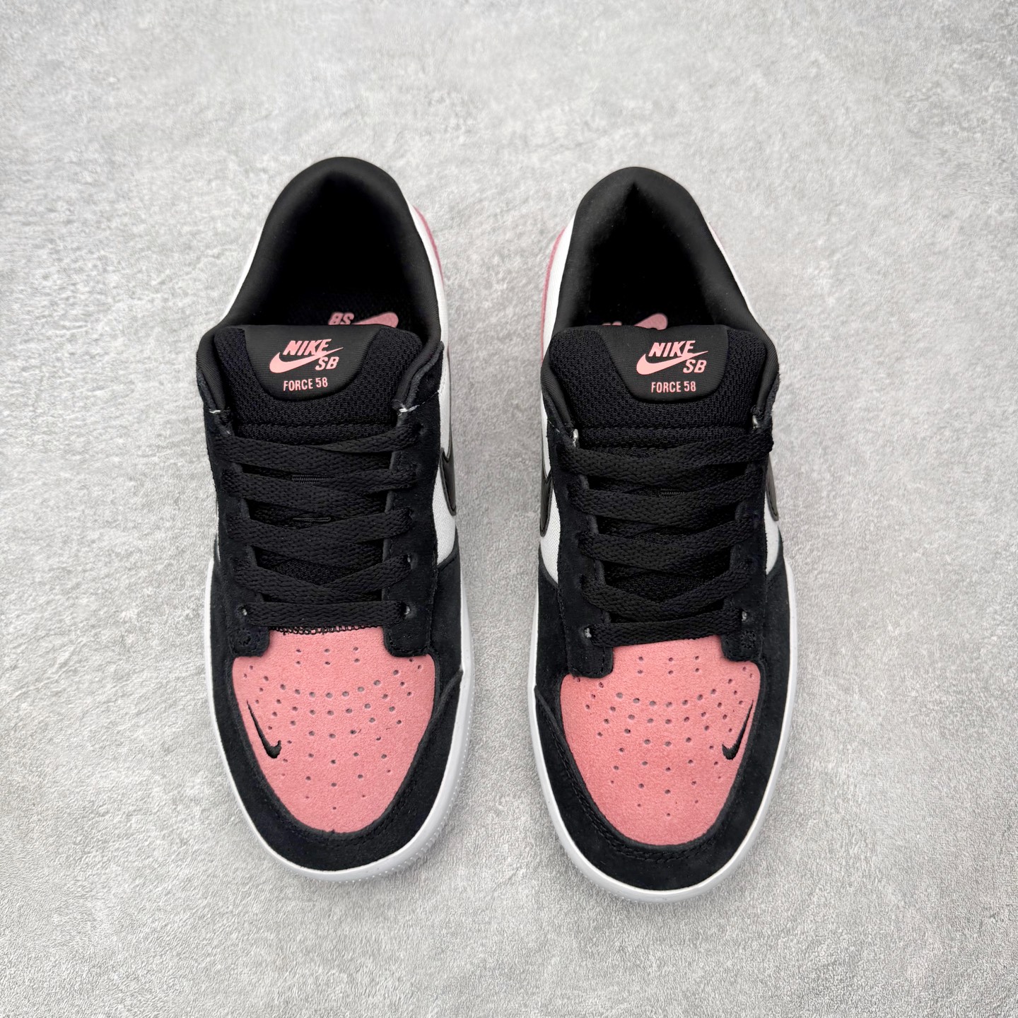 Nike SB Force 58 男子低帮耐磨滑板鞋 CZ2959-600 盐粉黑白运动滑板板鞋 鞋面由