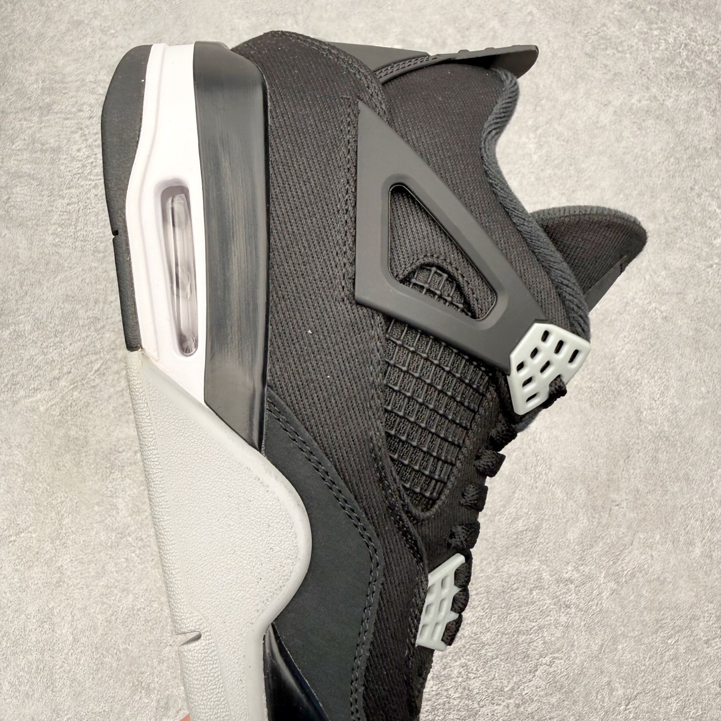 ＃DT纯原 Air Jordan AJ4 Retro 黑色帆布小阿姆 DH7138-006 原厂头层皮料