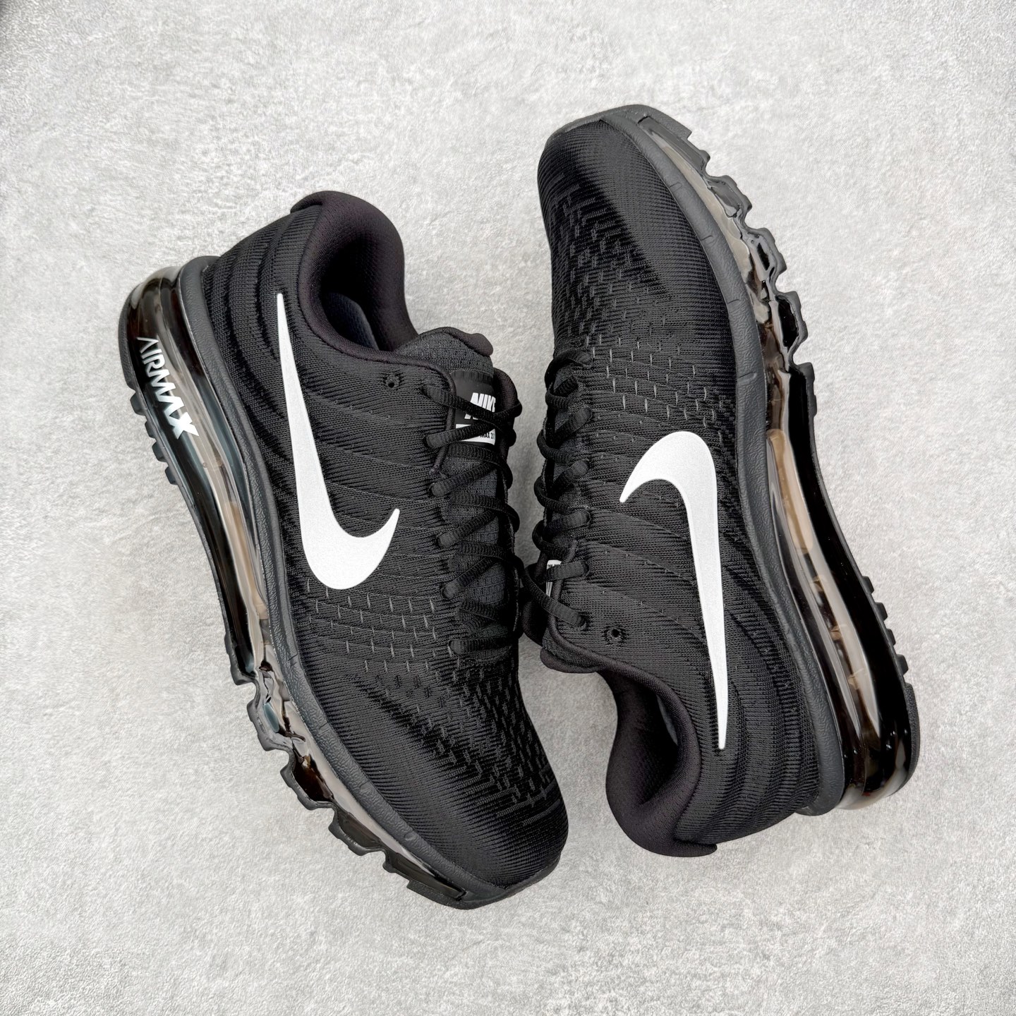 ＃纯原 NK Air Max 2017 网面全掌气垫休闲运动百搭慢跑鞋 黑银 -001 原档案数据开发纸