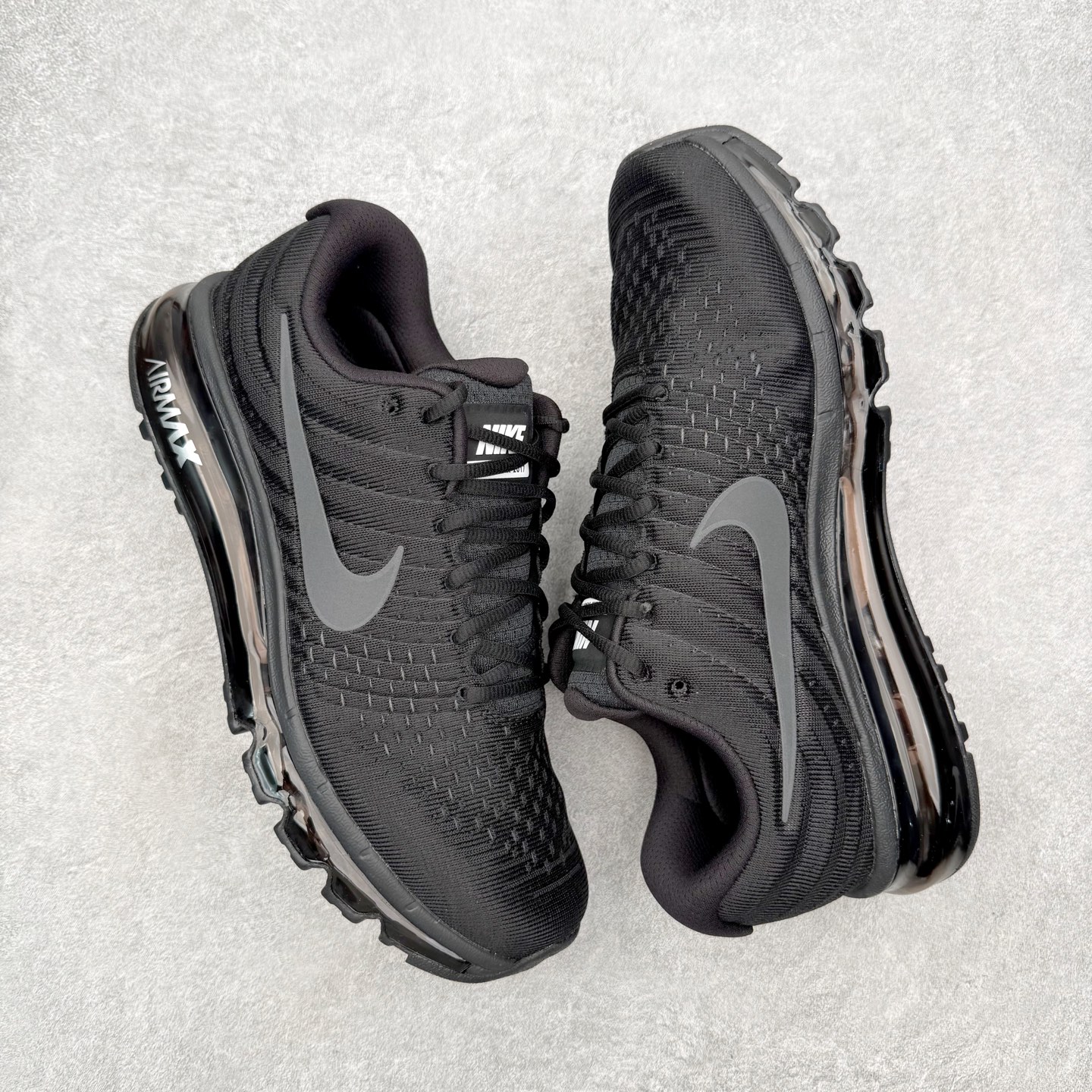 ＃纯原 NK Air Max 2017 网面全掌气垫休闲运动百搭慢跑鞋 全黑 -004 原档案数据开发纸