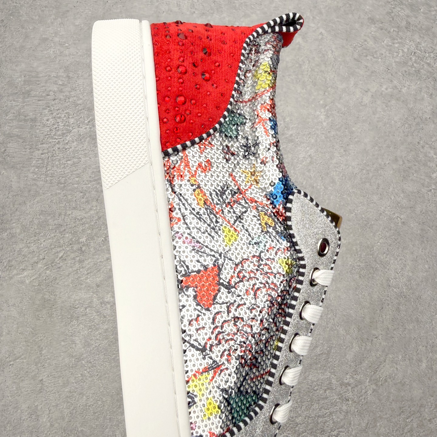 ＃莞产 Christian Louboutin CL（路铂廷） 红底鞋 男鞋低帮红底鞋水钻系带运动休闲板