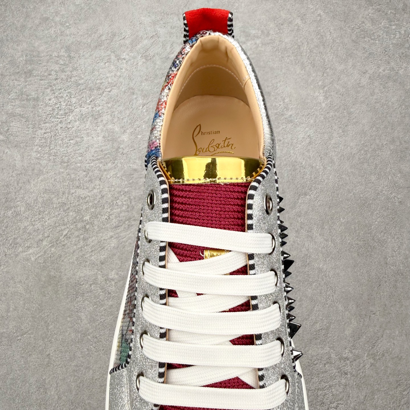 ＃莞产 Christian Louboutin CL（路铂廷） 红底鞋 男鞋低帮红底鞋水钻系带运动休闲板
